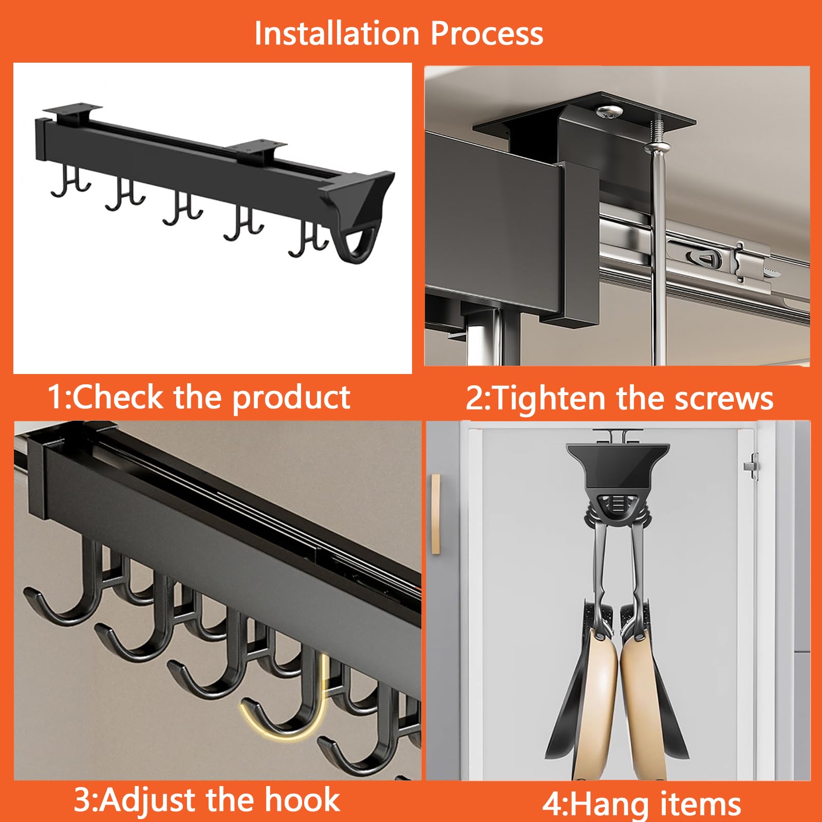PCWLH Pull Out Mop and Broom Holder with 14 Hooks - Space Saving Laundry Room Organizer for Garage, Closet, Kitchen & Garden Tools Storage - Perfect for Home, Office and Utility Room Organization
