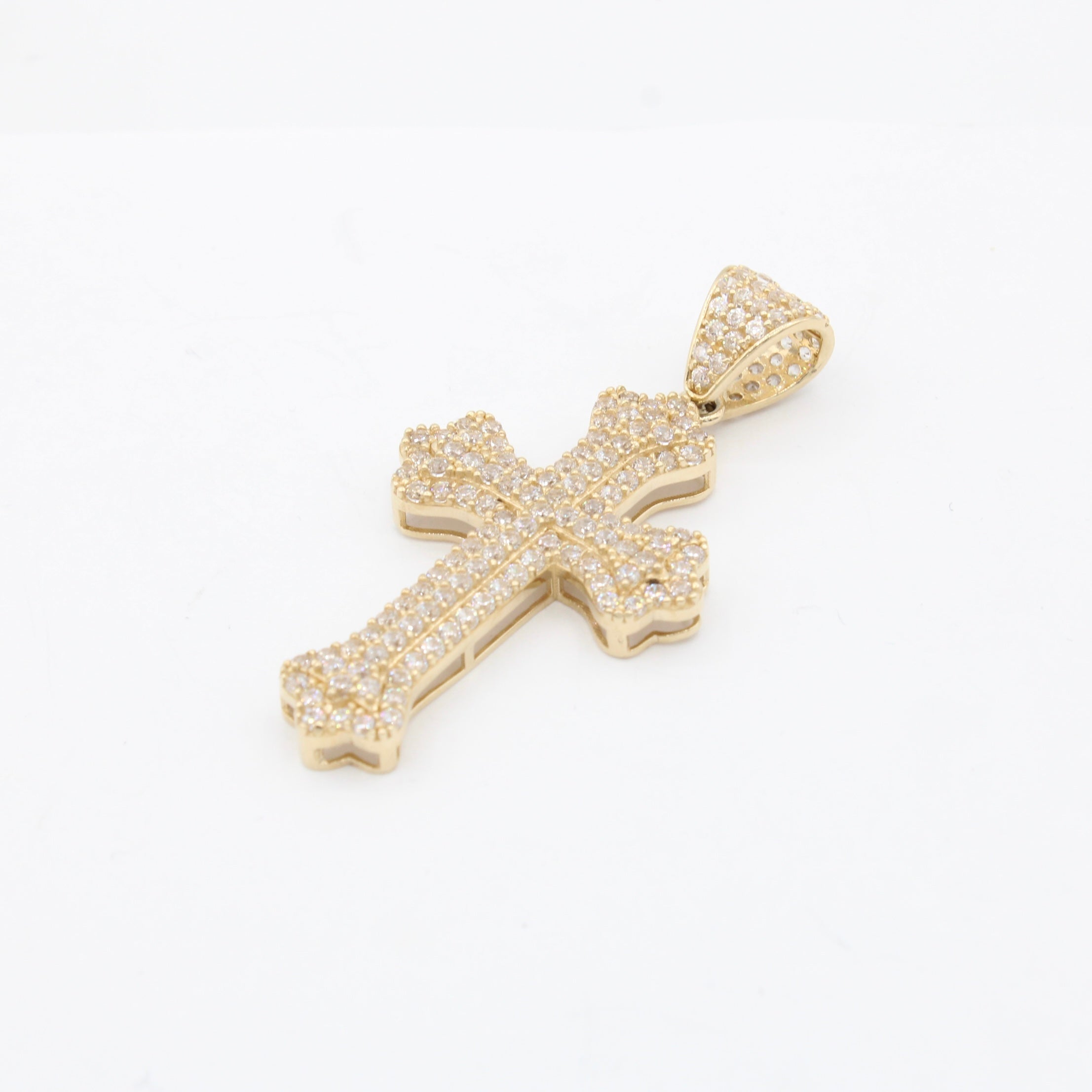14K Gold Cross Pendant with Cubic Zirconia - 2 Inch Elegant Necklace for Women | Perfect for Gifts, Weddings, and Everyday Wear | JTJ™ Jewelry