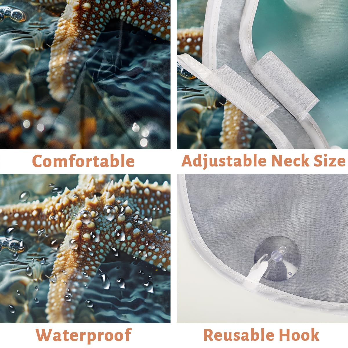 Men's Sea Shell Starfish Beard Shaving Bib - Waterproof Hair Dye Apron for Barbers & Stylists - Sink Hair Catcher for Beard Trimming & Lineup - Perfect Gift for Grooming & Salon Use
