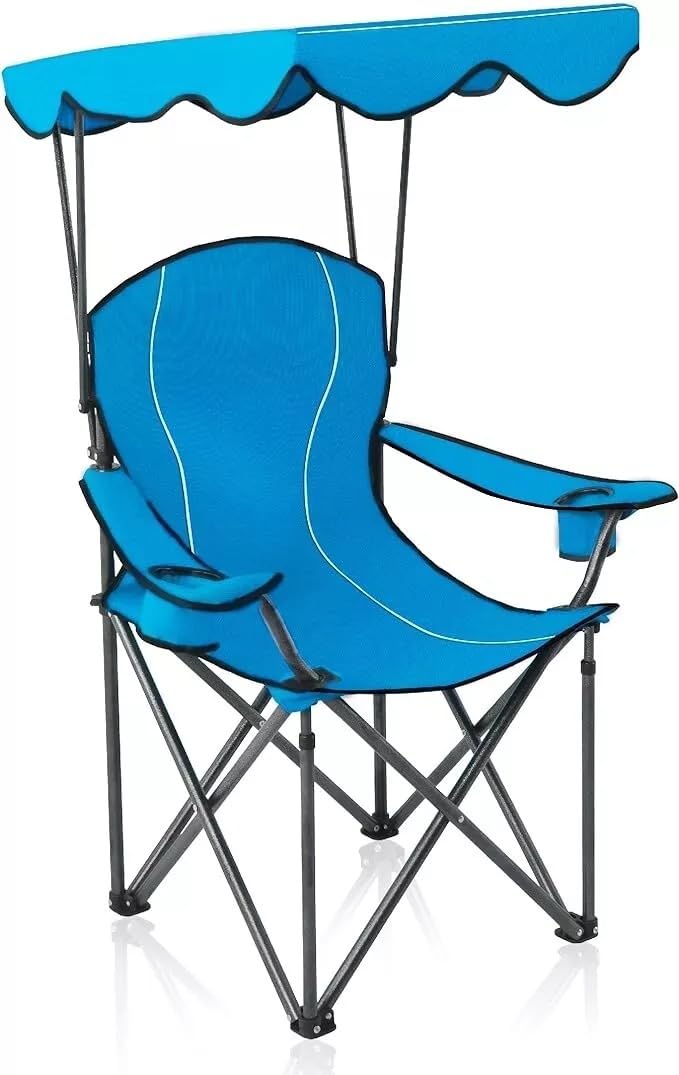 Portable Blue Folding Reclining Chair - Lightweight Outdoor Camping Chair for Beach, Picnic, Travel & Backyard Relaxation - Adjustable Recliner with Carry Bag for Adults - Perfect for Camping, Beach, Park and Outdoor Events