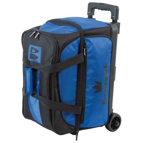 Brunswick Blitz Double Roller Blue Bowling Bag - Durable 2-Ball Rolling Bowling Bag with Wheels for Men & Women - Perfect for League Play, Tournaments & Practice Sessions