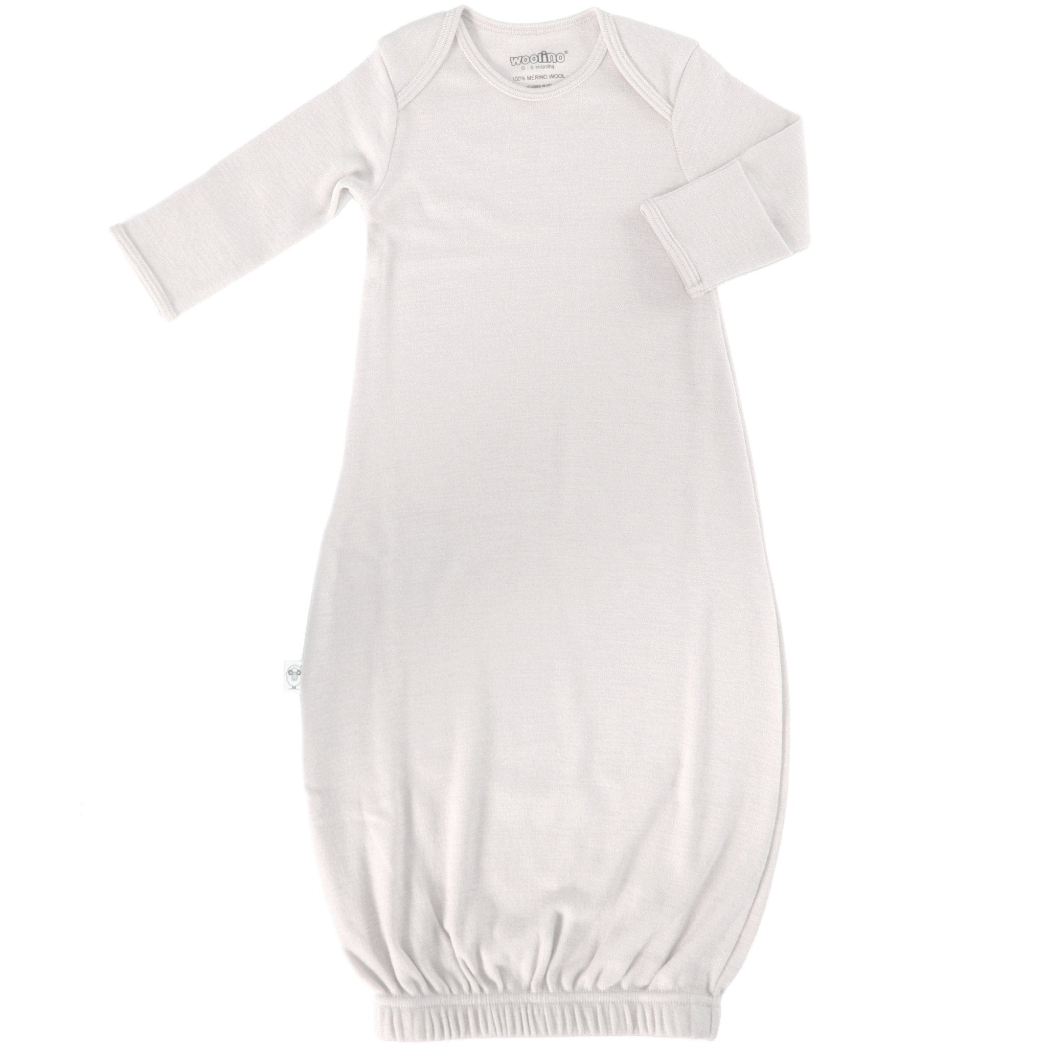 Soft Merino Wool Baby Gown for Newborns 0-6 Months - Beige Organic Sleepwear for Cozy Nursery Nights & Gentle Skin Care