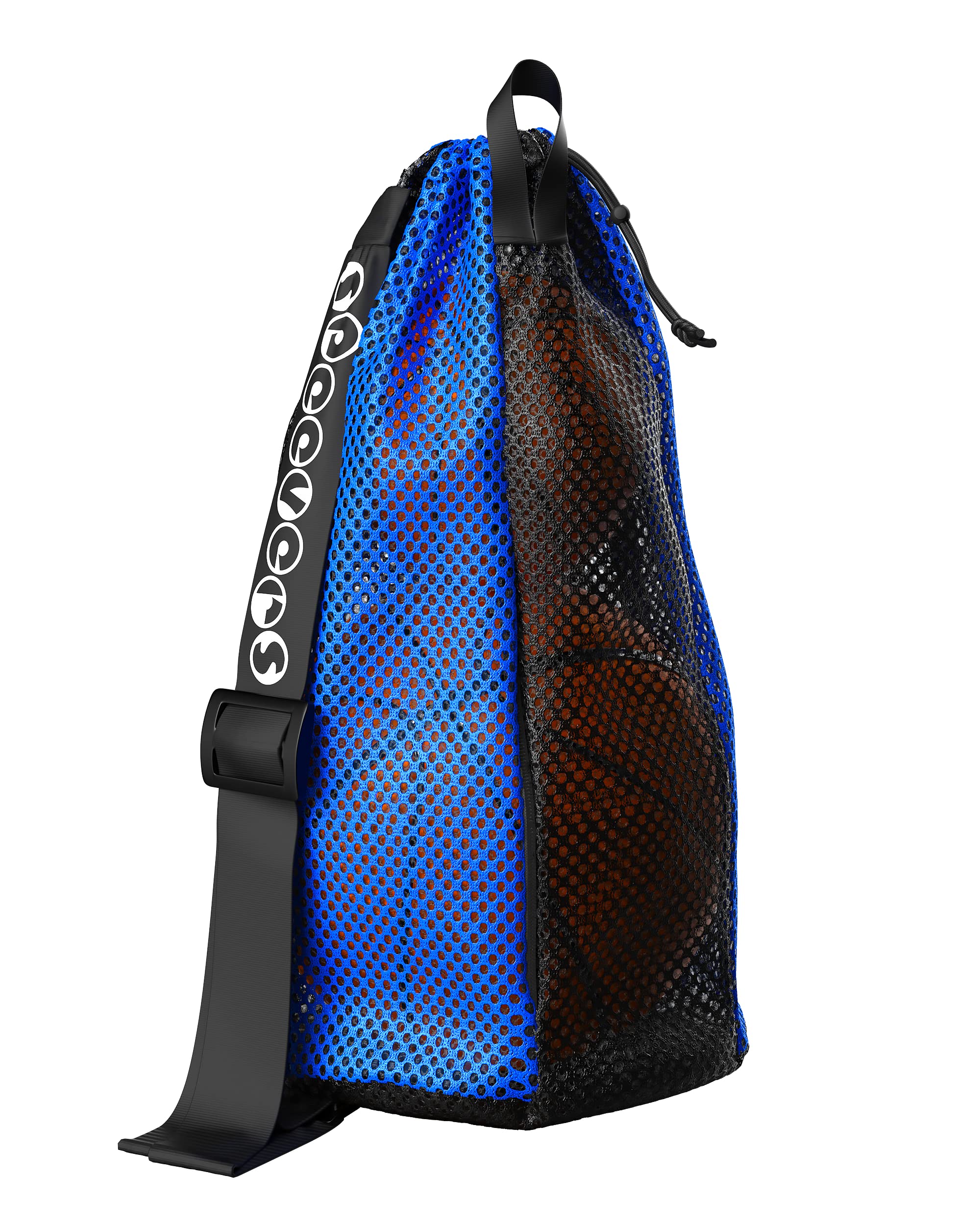 7 Colorful Mesh Swimming Bags for Men & Women - 35L Unisex Swim Gear Drawstring Backpack with Handle (Xbag Light - Black/Blue) - Perfect for Pool, Beach & Water Sports Accessories Storage