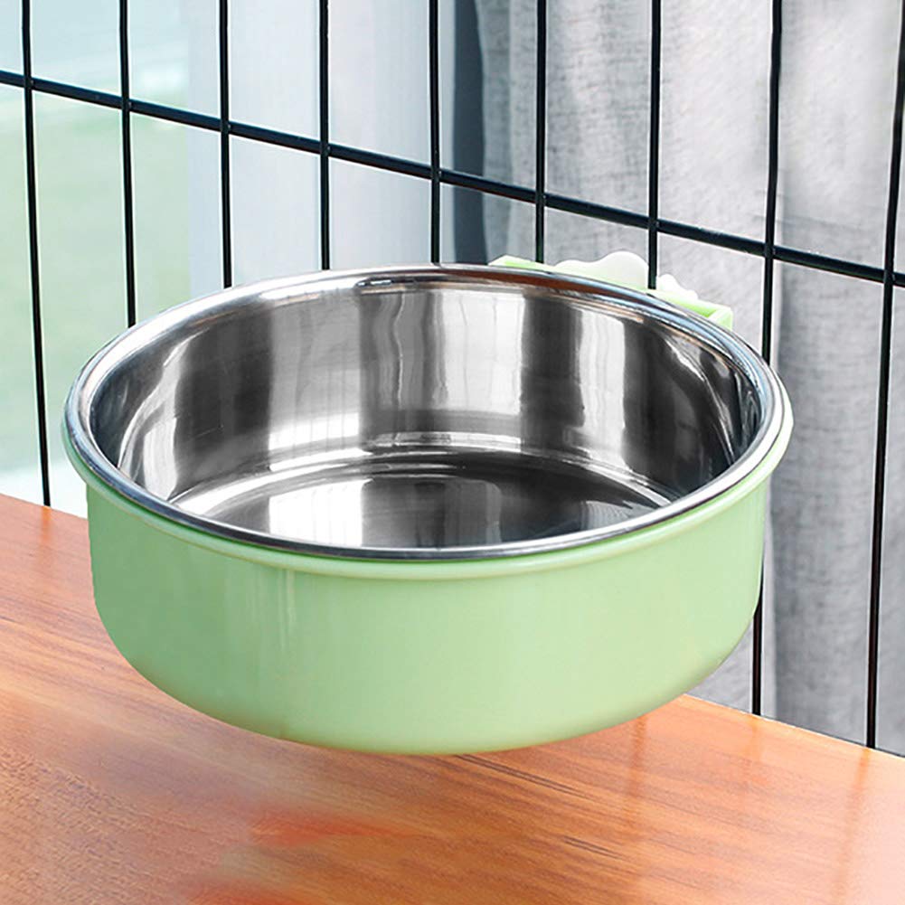 Stainless Steel Hanging Pet Bowl for Dogs, Cats, Puppies, Rabbits & Ferrets - Removable Round Feeder Cage, Pack of 2 (Blue, Green, Pink) - Perfect for Travel, Camping & Outdoor Use