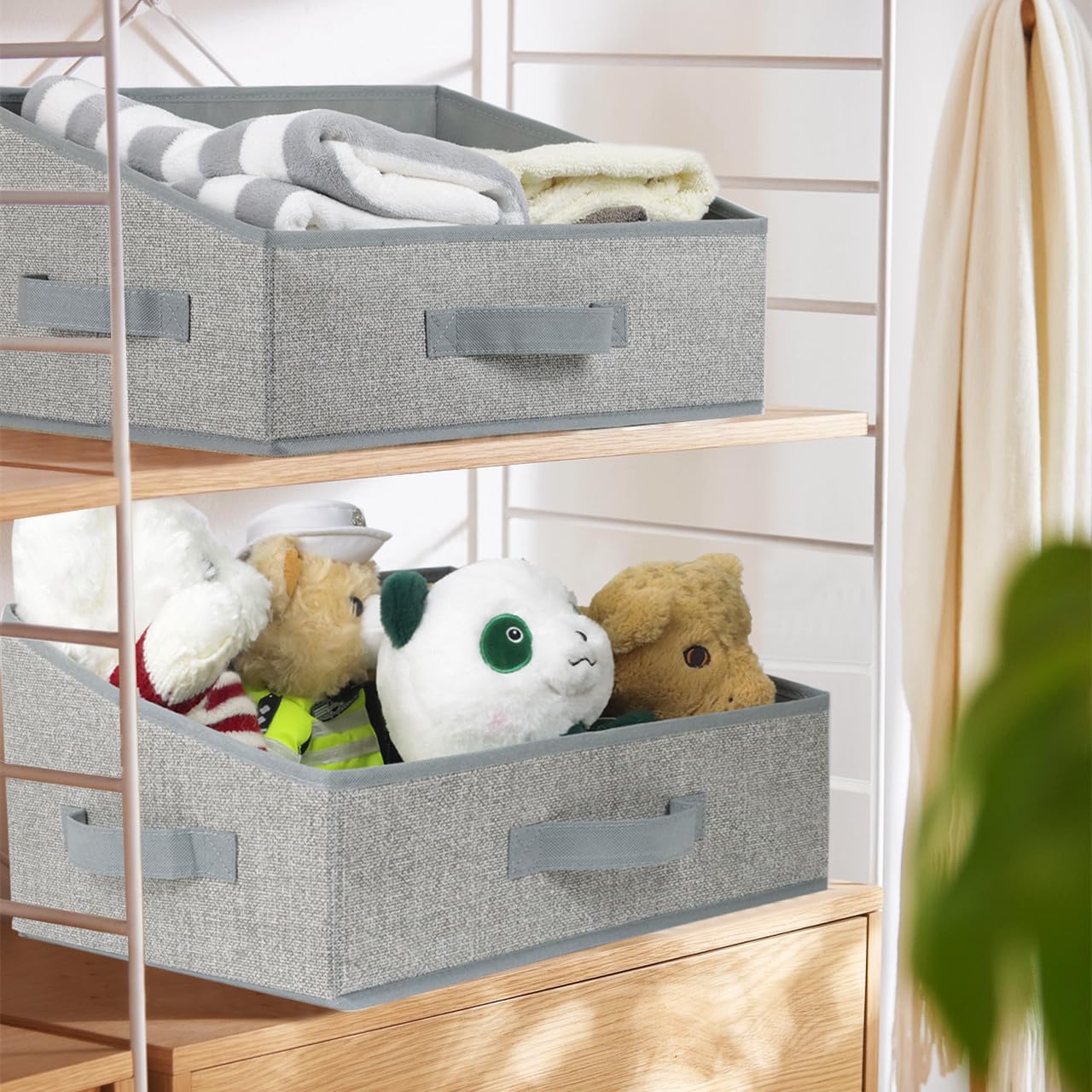 6 Pack Trapezoid Closet Storage Bins & Shelf Organizer Baskets - Foldable Fabric Storage Containers for Clothes, Toys, Towels, Books & Baby Items | Perfect for Bedroom, Nursery & Closet Organization (6PC-Gray)