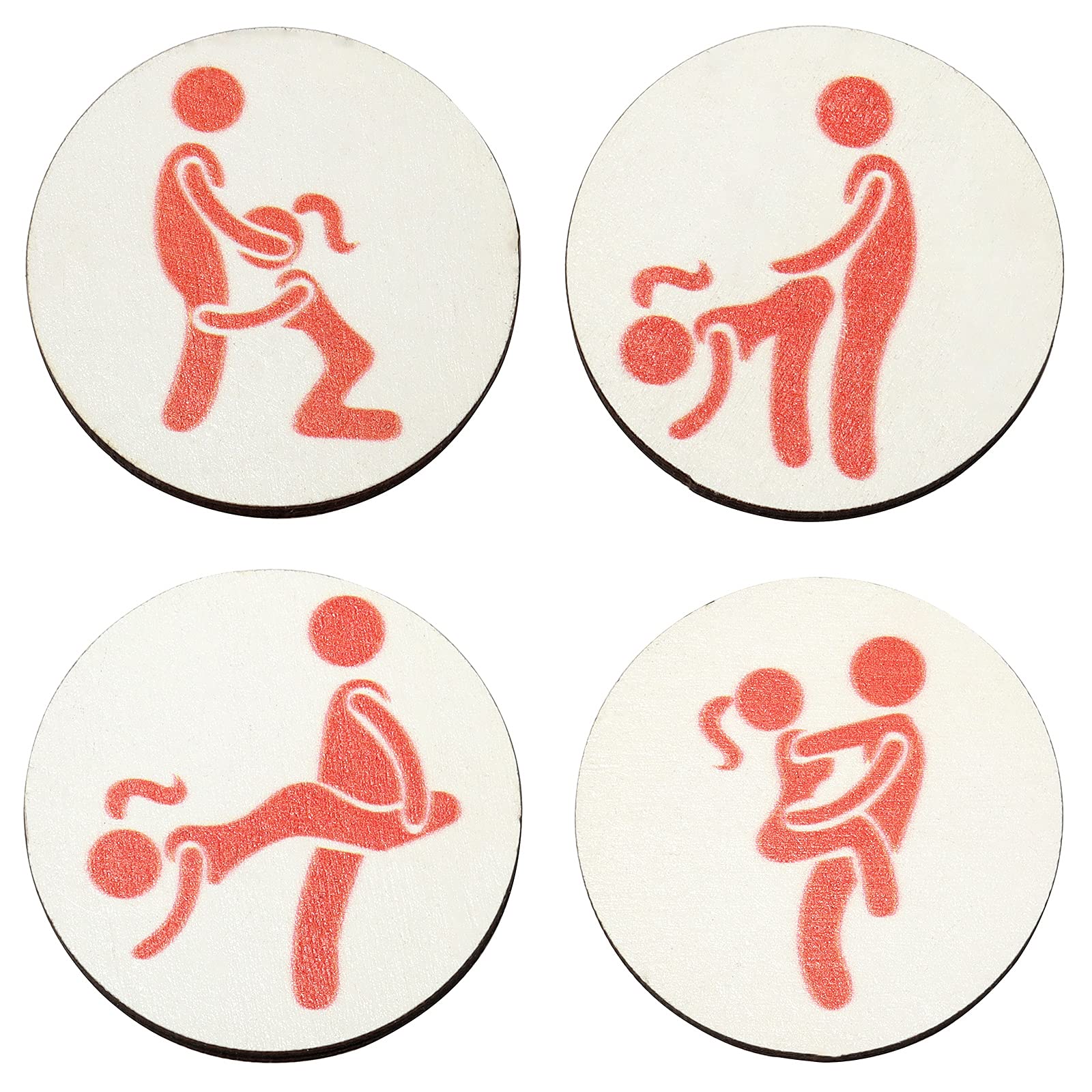 Funny Golf Ball Markers Set of 4 - Wooden Alignment Tools with Adult Humor for Men | Handmade Personalized Golf Accessories | Perfect Gift for Golf Lovers (Great for Golf Courses, Tournaments & Gag Gifts)