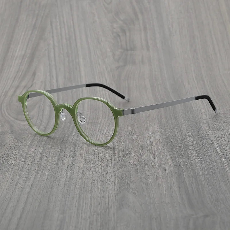Stylish Black Full Rim Round Titanium Acetate Eyeglasses for Women - Model 6006 | Perfect for Office, Reading & Everyday Fashion Accessory
