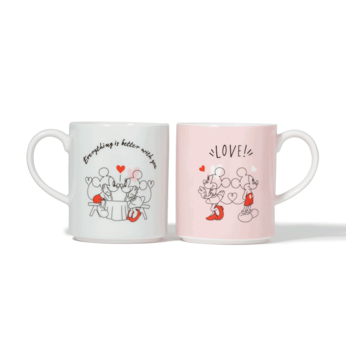 Disney Couple Mugs Set - Romantic Mickey and Minnie Coffee Cups for Valentine's Day, Anniversary Gifts - Perfect for Couples Coffee Time, Wedding Gift, and Disney Lovers