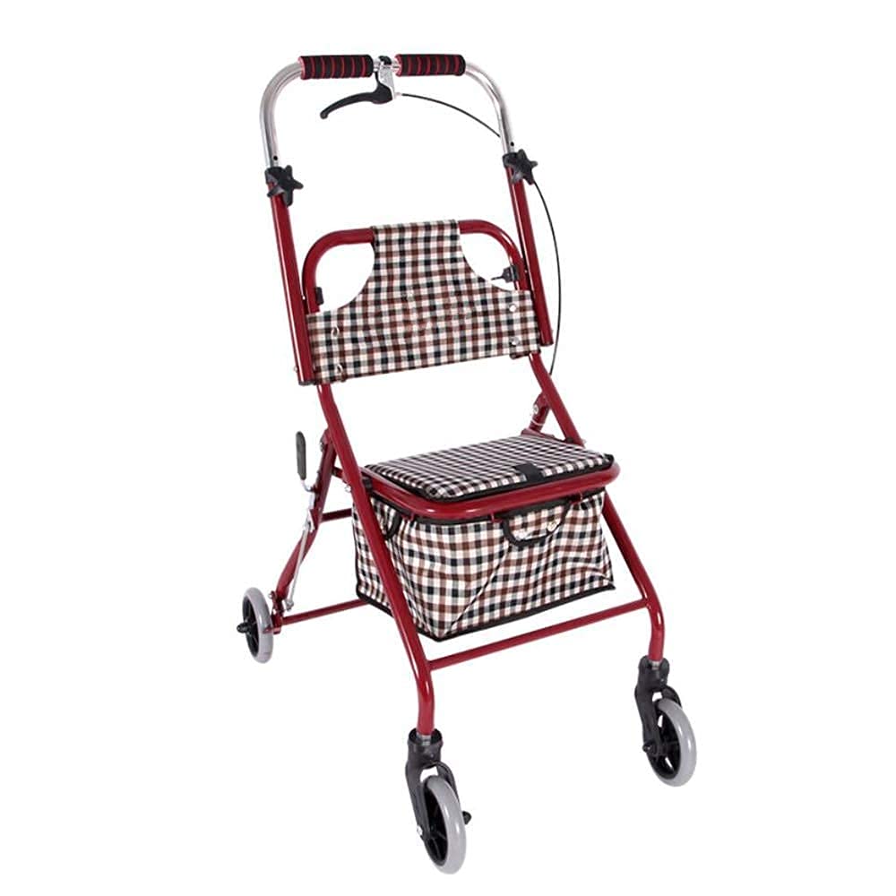 NEZIH 4 Wheel Walker for Seniors - Lightweight Folding Mobility Aid with Shopping Basket, Adjustable Height Walking Frame for Elderly - Ideal for Indoor Use, Outdoor Walks, and Grocery Shopping