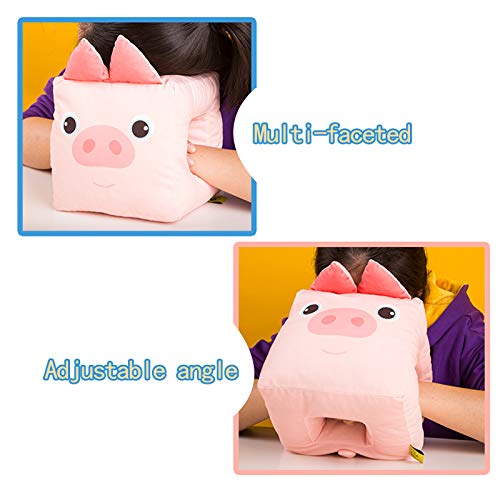 Comfortable Cube Animal Nap Pillow with Armrest Hole - Rebound Face Down Desk Pillow for Neck Support & Pressure Relief - Anti-Numb Hands - Perfect for Office, Travel, School - Adults & Kids (Raccoon, Large 9.44