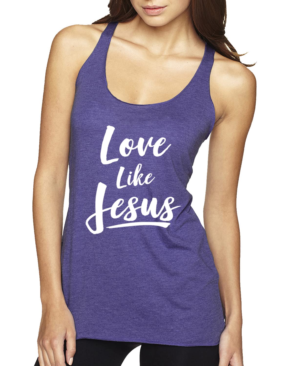 Love Like Jesus Inspirational Christian Tri-Blend Racerback Tank Top - Soft Comfortable Women's Workout & Church Apparel