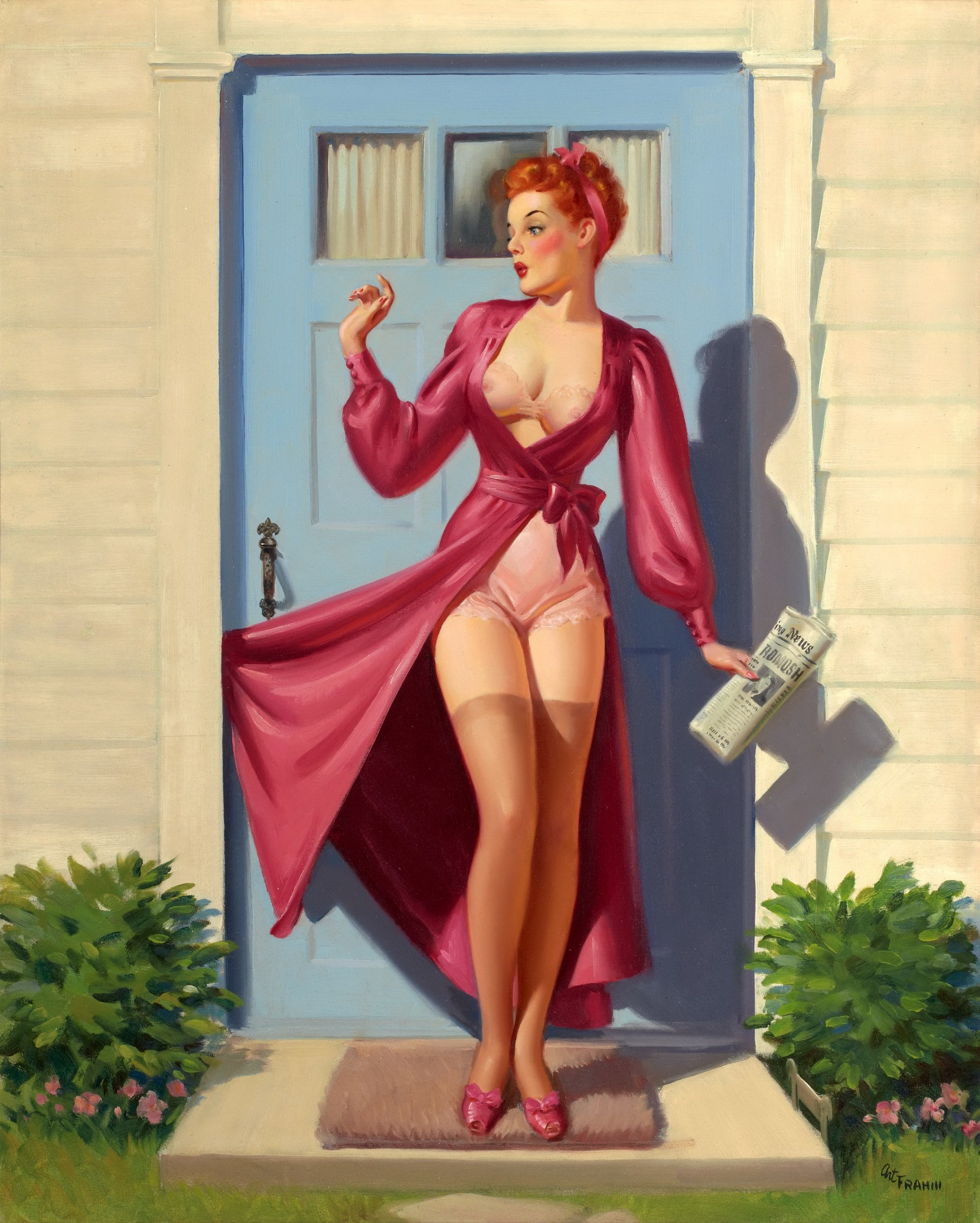 Vintage Pinup Girls Mouse Pad - Retro Damsel in Distress Design - 7.75