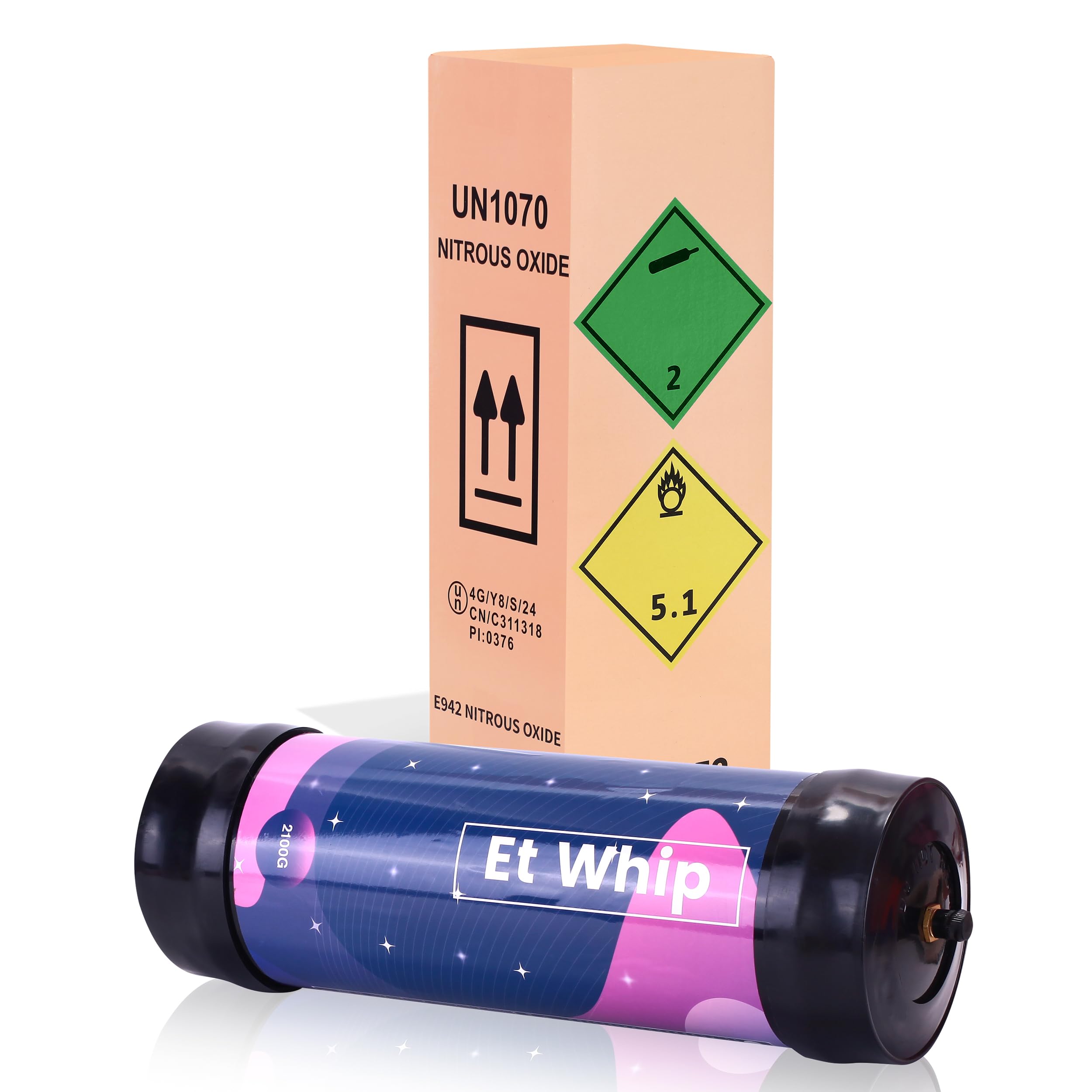 3.3L Nitrous Oxide Tank - 2100g Whipped Cream Charger (1 Count) for Professional Desserts & Coffee Shops | Perfect for Making Whipped Cream, Dessert Toppings & Barista Creations
