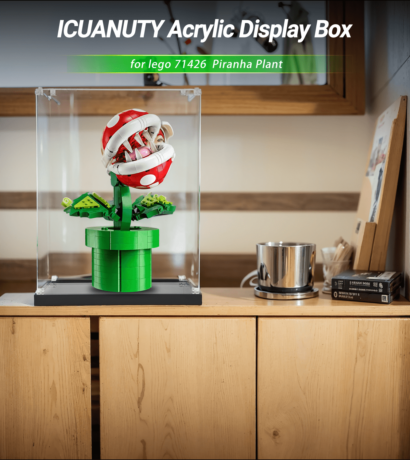 LEGO Piranha Plant 71426 Display Case - Clear Protective Cover for LEGO Super Mario Sets - Perfect for Showcasing & Protecting Your Collectible LEGO Creations at Home or Office