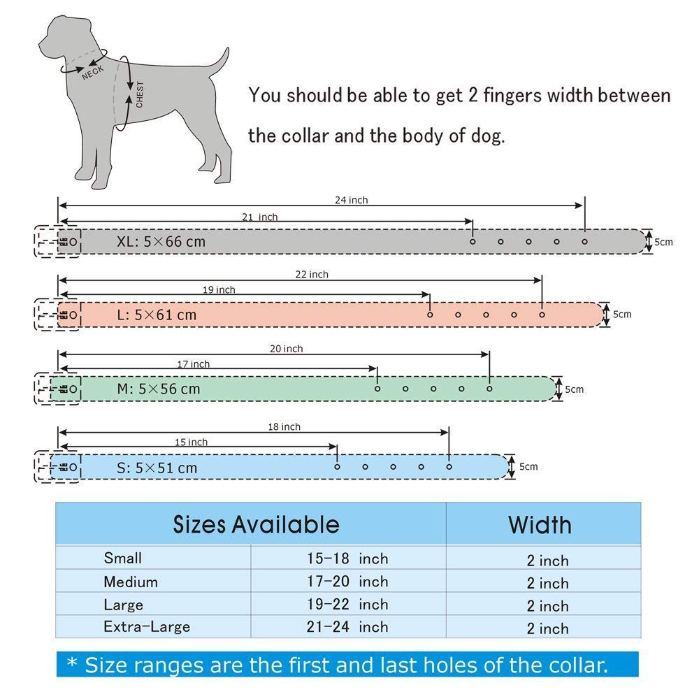 2 Inch Wide Sharp Spiked Studded Leather Dog Collar for Medium & Large Dogs - Pitbull, Labrador, Boxer, Rottweiler, German Shepherd (17-20 inch, Red) | Durable & Stylish Pet Collar for Training, Walking & Protection