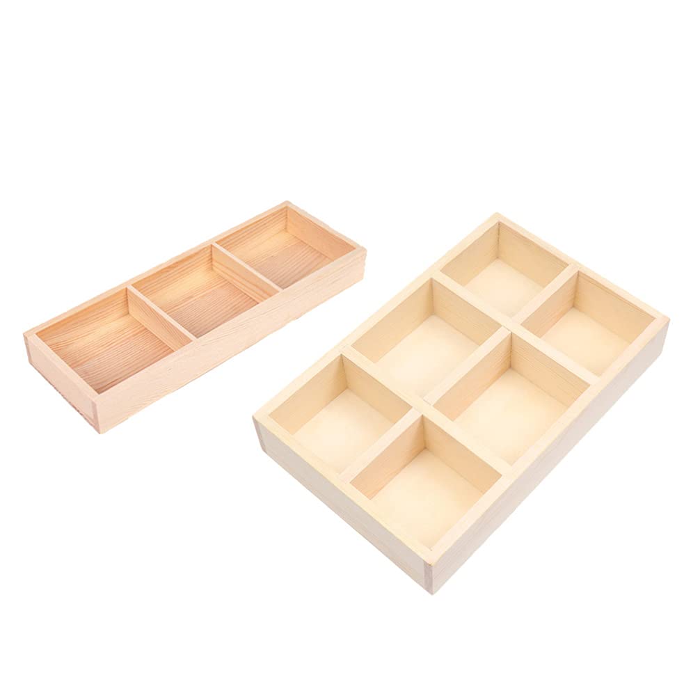 DOITOOL 2-Pack Wooden Flower Pot Saucer Trays - Bamboo Serving Coasters, Desk Drawer Organizers & Jewelry Storage Box - Multi-Purpose for Home, Office, Garden (Use as Plant Drip Trays, Silverware Holders, Desk Organizers)