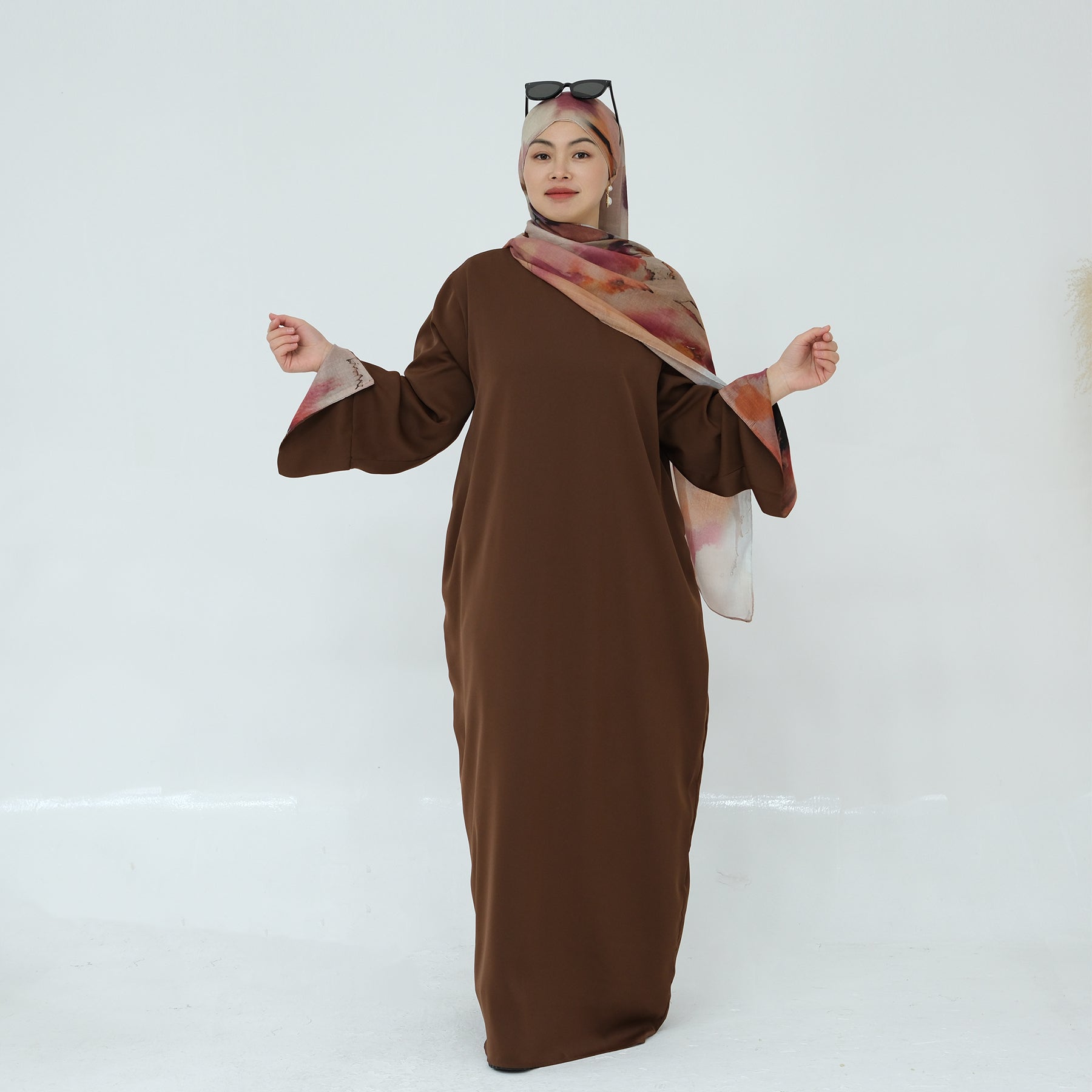 Chloe Abaya and Hijab Set - Elegant Brown Islamic Modest Dress for Women | Perfect for Prayer, Eid, and Special Occasions