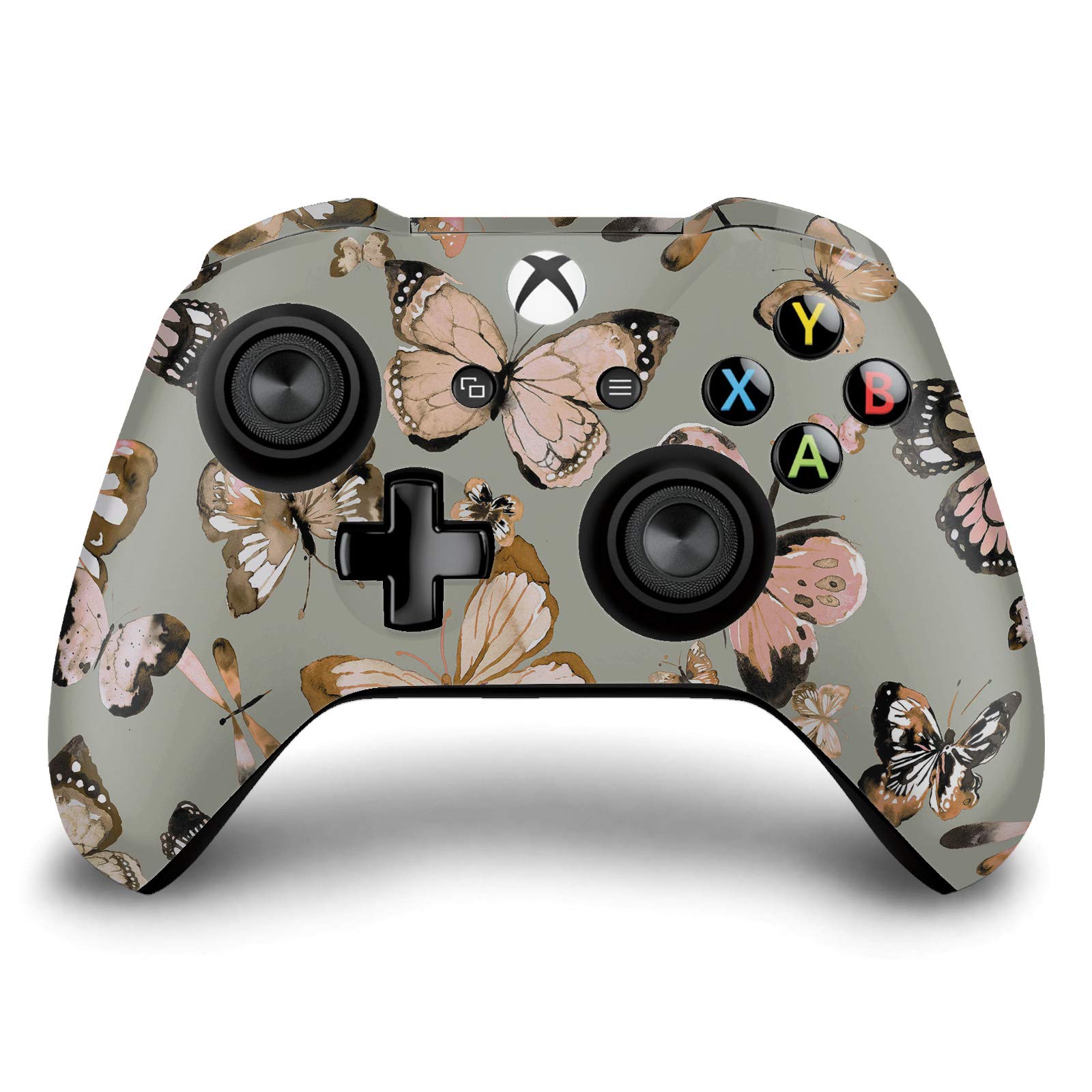 Official Ninola Butterflies Gold Green Mixed Vinyl Skin Gaming Sticker Decal Cover Compatible with Xbox One S/X Controller - Perfect for Gaming Enthusiasts & Customization