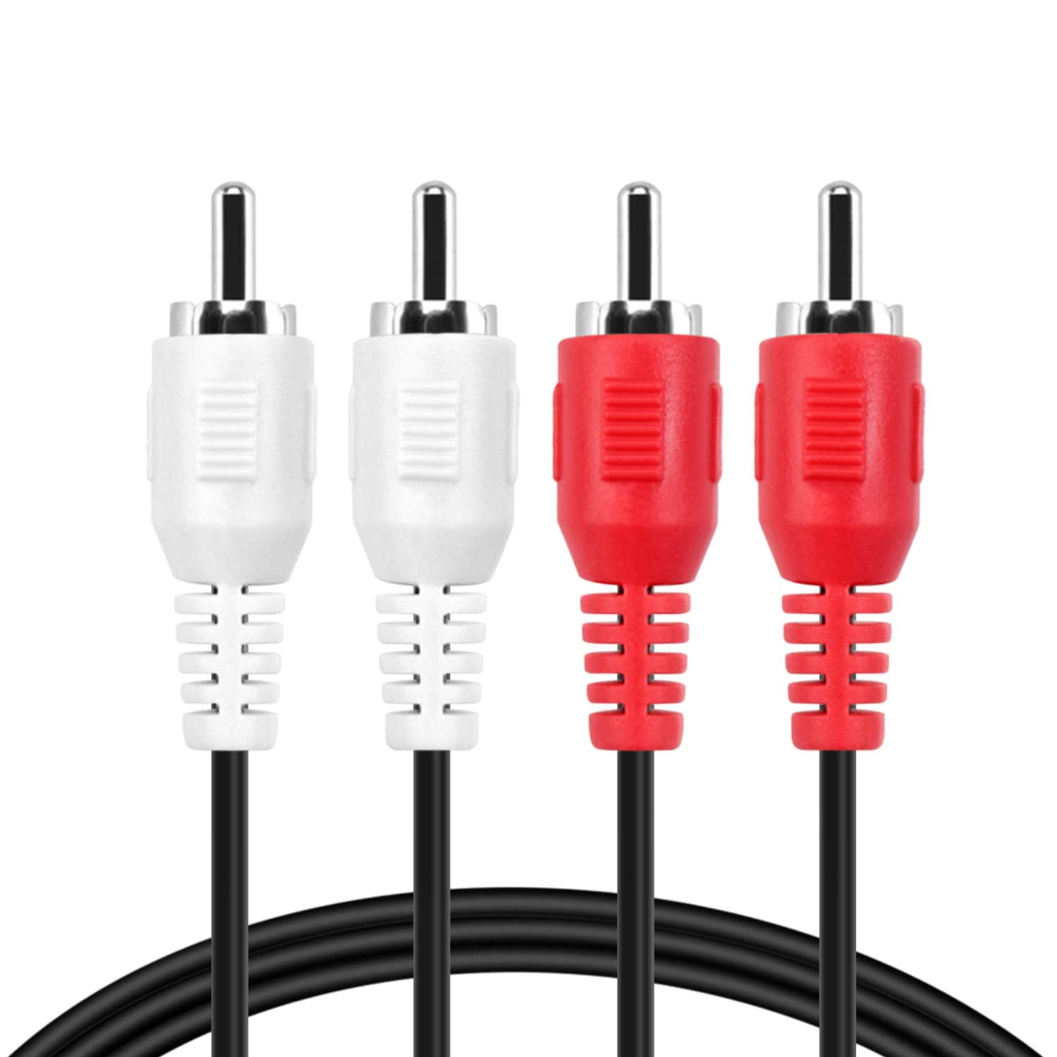 TNP 10 FT Male to Male Red and White Audio Cable - High-Quality Car Audio Connector Plug Jack Wire Cord for Home Theater, HDTV, Amplifiers, Hi-Fi Systems, Speakers - Perfect for Gaming, Studio Recording, and Multimedia Setups