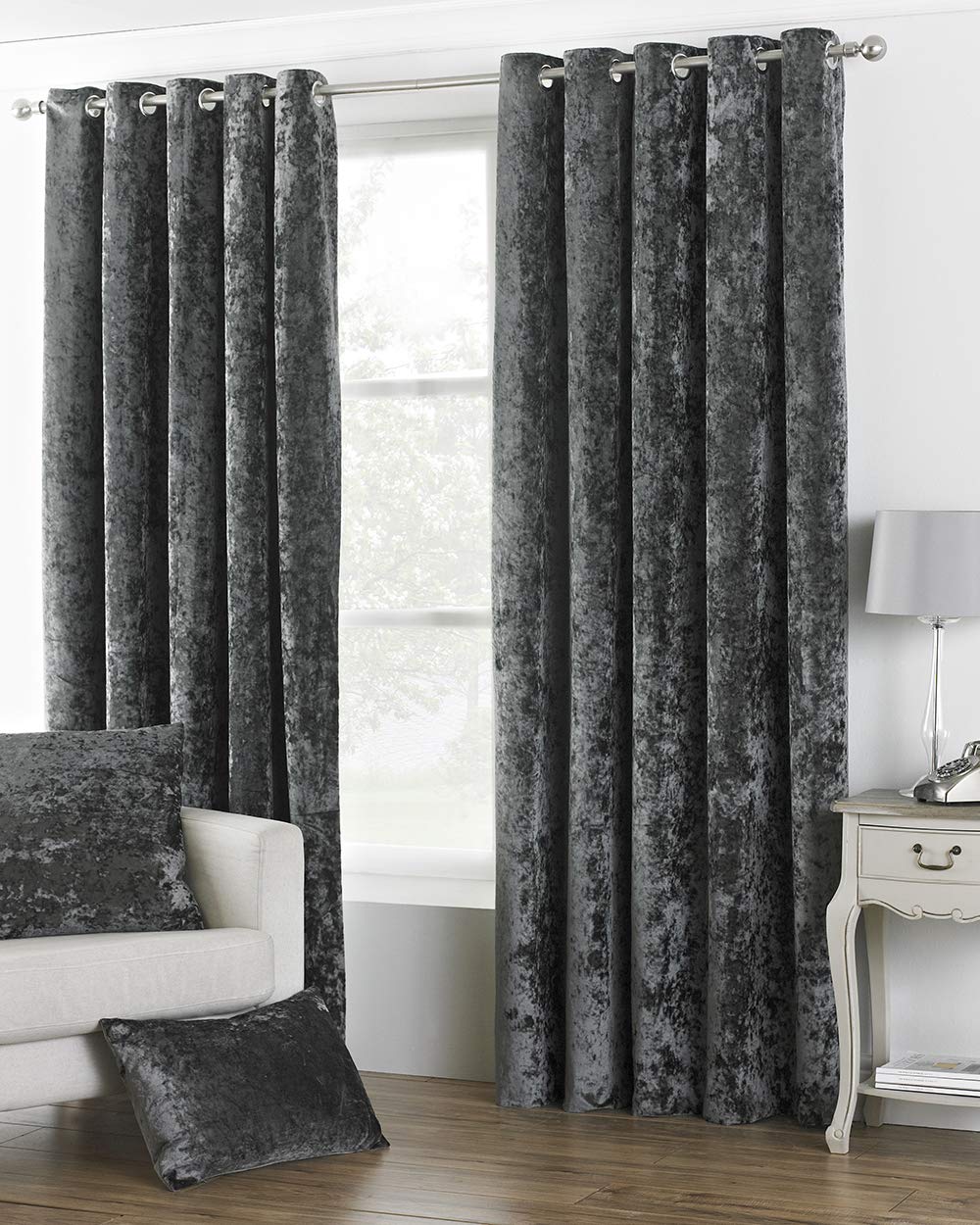 Riva Verona Ringtop Eyelet Curtains (Pair) - 100% Polyester Blackout Drapes - 46