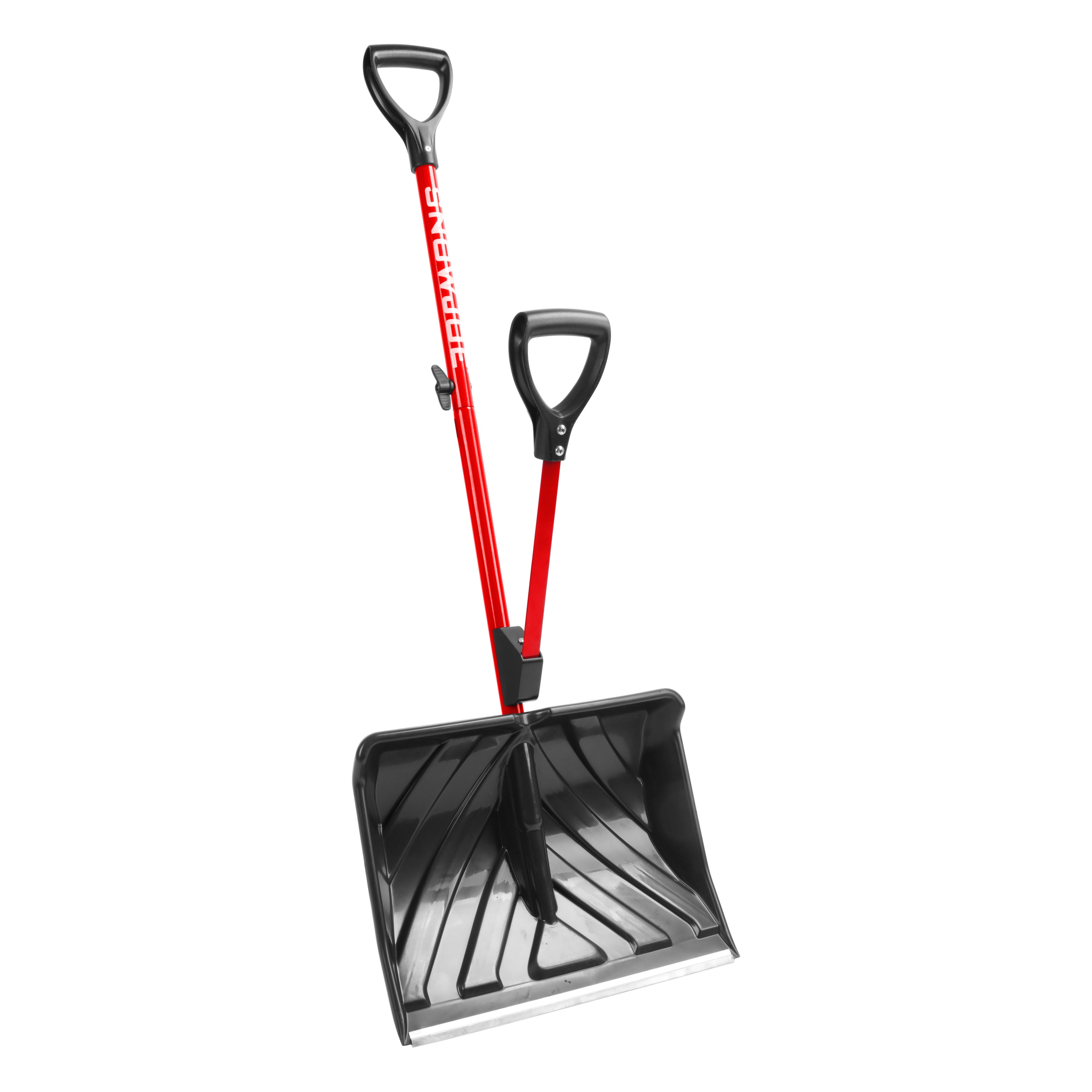 Snow Joe SJ SHLV01 RED Shovelution Ergonomic Snow Shovel with Spring-Assisted Handle – Lightweight & Strain-Reducing Design for Easy Snow Removal in Driveways, Walkways & Stairs
