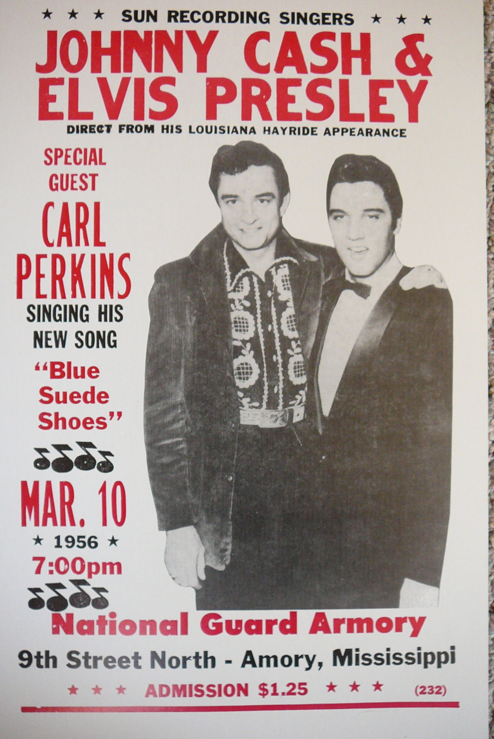 Johnny Cash & Elvis Presley Vintage Concert Poster - Mississippi Music Legends Wall Art for Home, Office & Music Room Decor