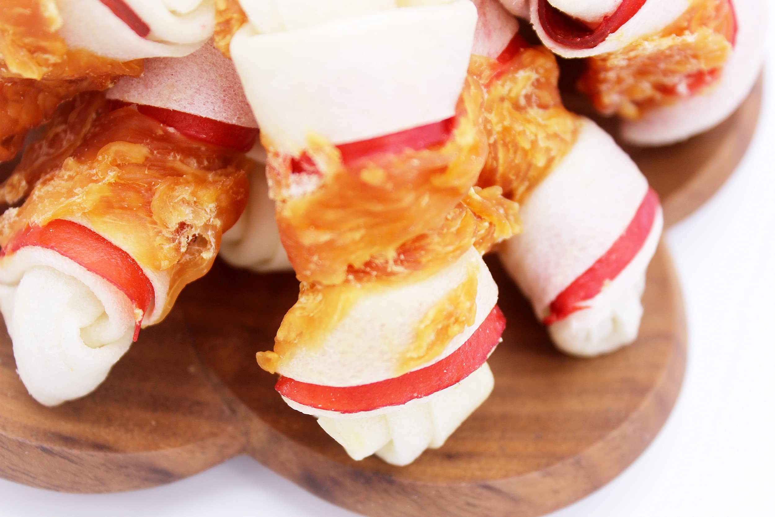 Chicken Wrapped Rawhide Dog Treats for Small Dogs - Healthy Chewing Snacks for Puppies at Home & Outdoors