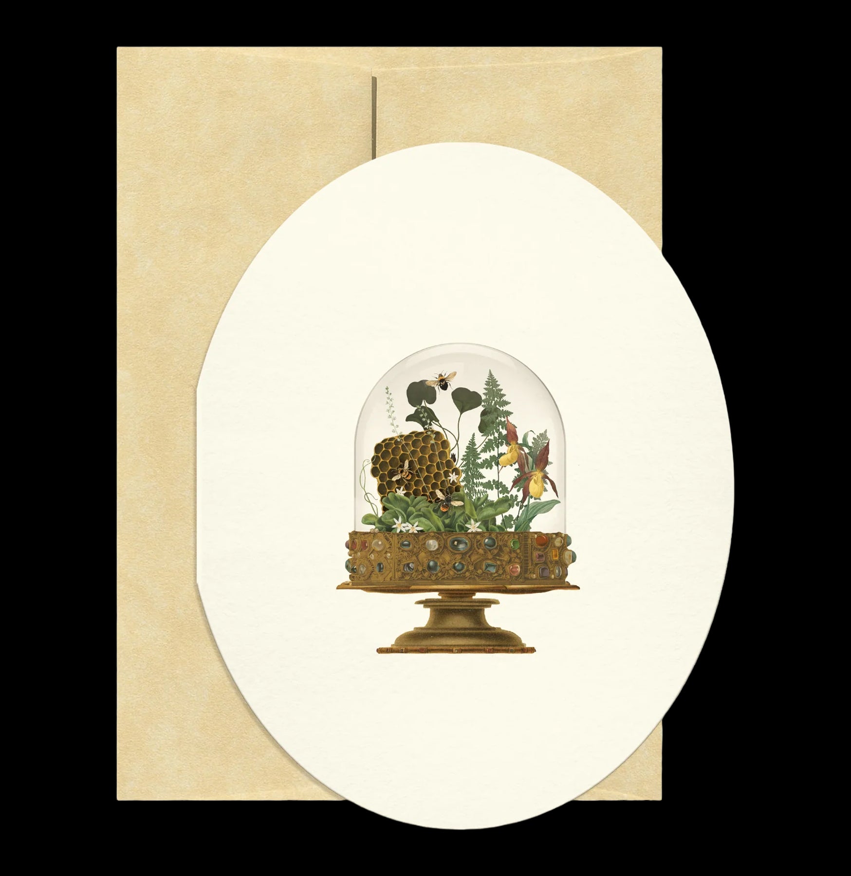 Elegant Beehive Oval Greeting Card - Handmade Paper Craft for Birthday, Anniversary & Special Occasions - Perfect for Wedding Invitations, Baby Showers & Thank You Notes