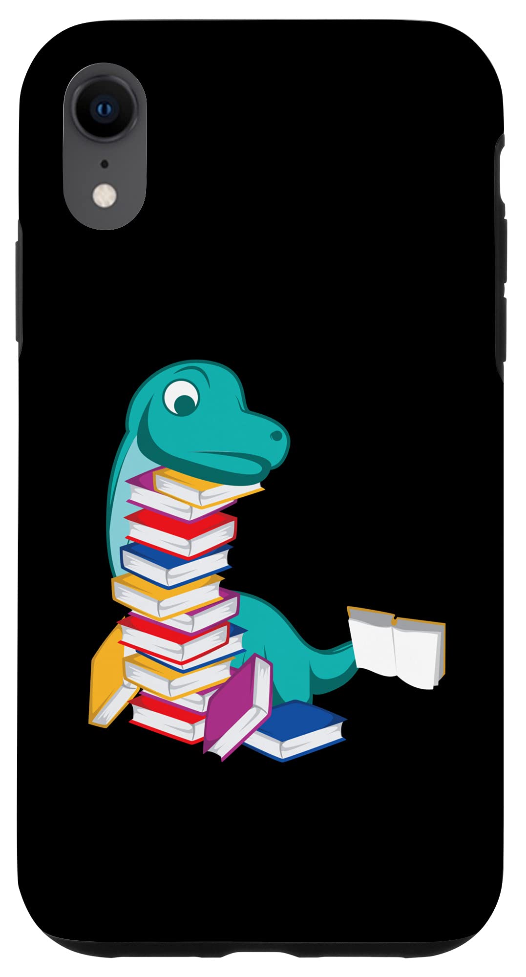 iPhone XR Case - Dinosaur Reading Book Design, Cute & Unique Book Lover Phone Cover for Reading Enthusiasts - Perfect Gift for Bookworms & Students