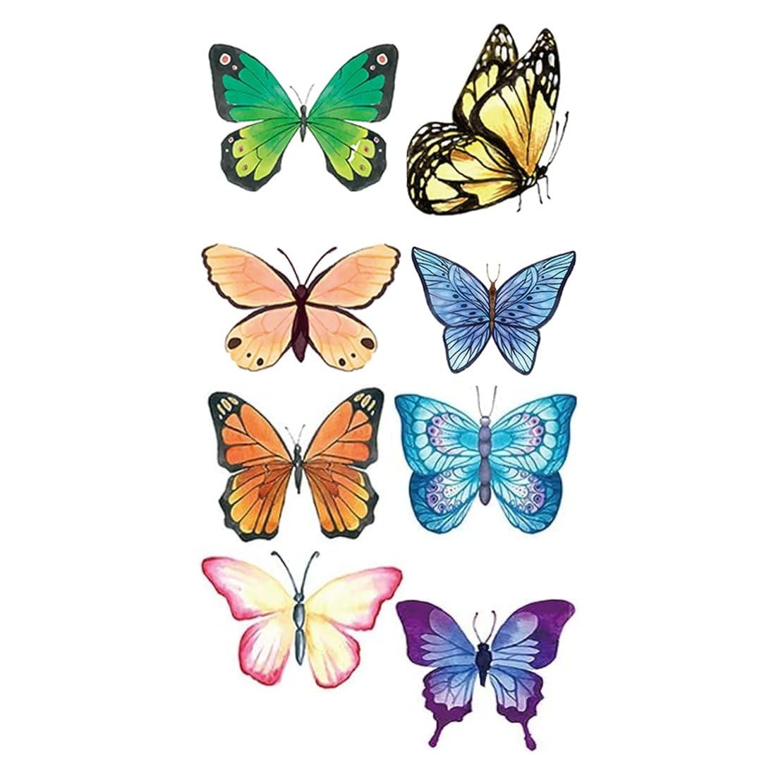 Colorful Butterfly Temporary Tattoos for Men & Women - Waterproof Fake Body Art - Perfect for Festivals, Parties & Summer Beach Looks