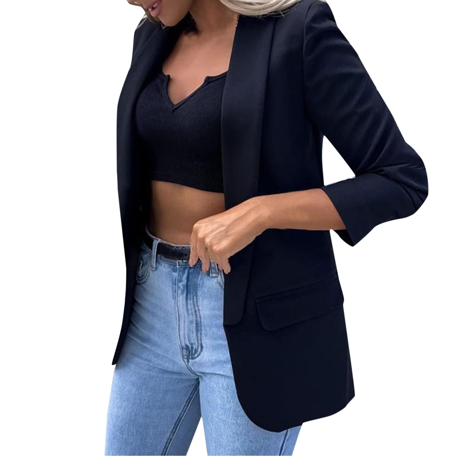 Women's Oversized Blazer Jacket for Work & Office - Casual Long Sleeve Open Front
