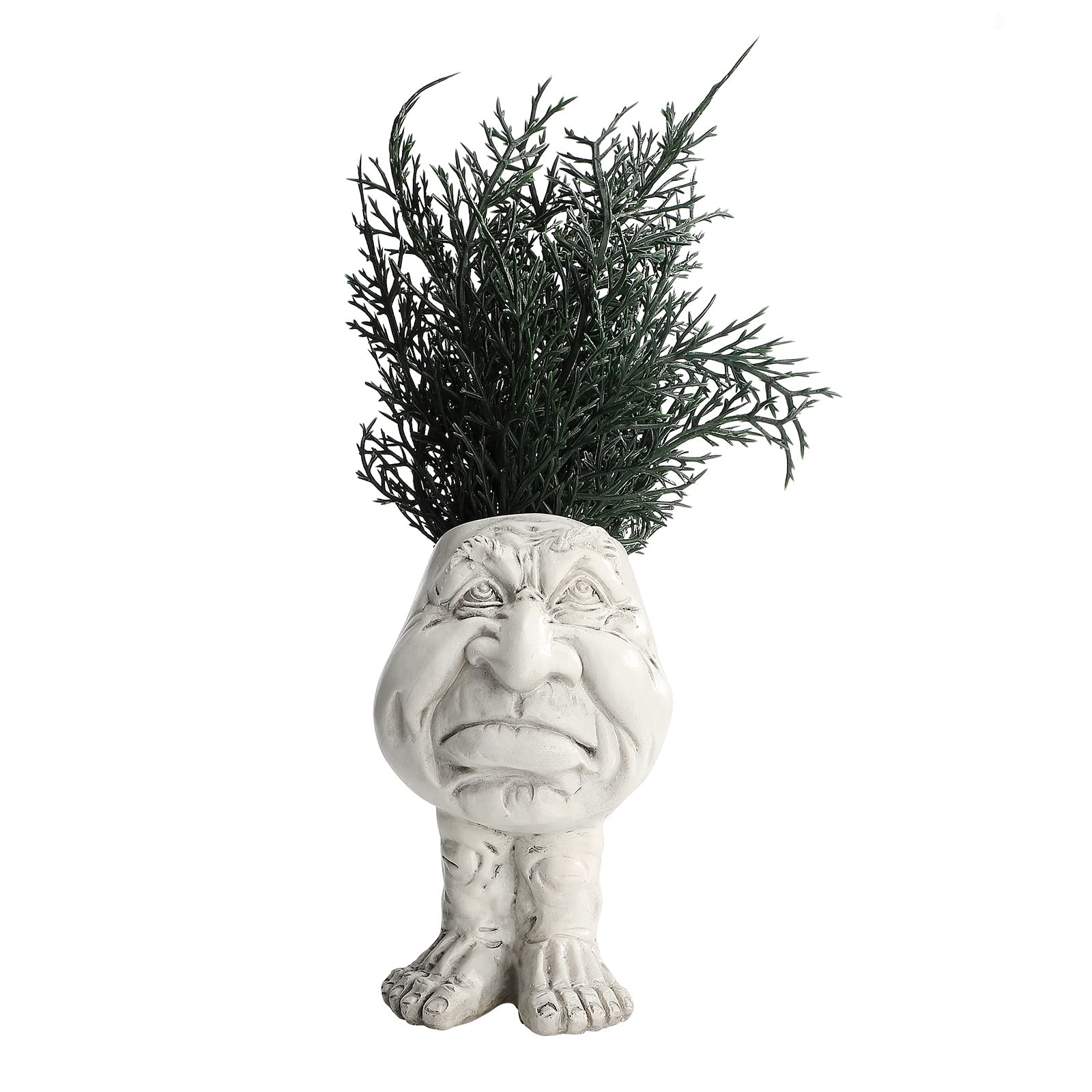 Lazyspace White Modern Human Face Design Flower Pot - Irregular Resin Planter for Succulents, Indoor & Outdoor Decorative Plants - Perfect for Home, Office, Garden and Balcony Decor