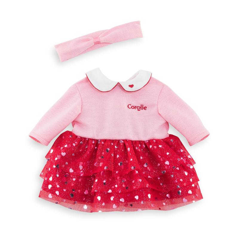 Hearts Dress & Headband Set for 30 cm Baby Doll - Perfect for Newborn Photography, Baby Showers & Nursery Decor