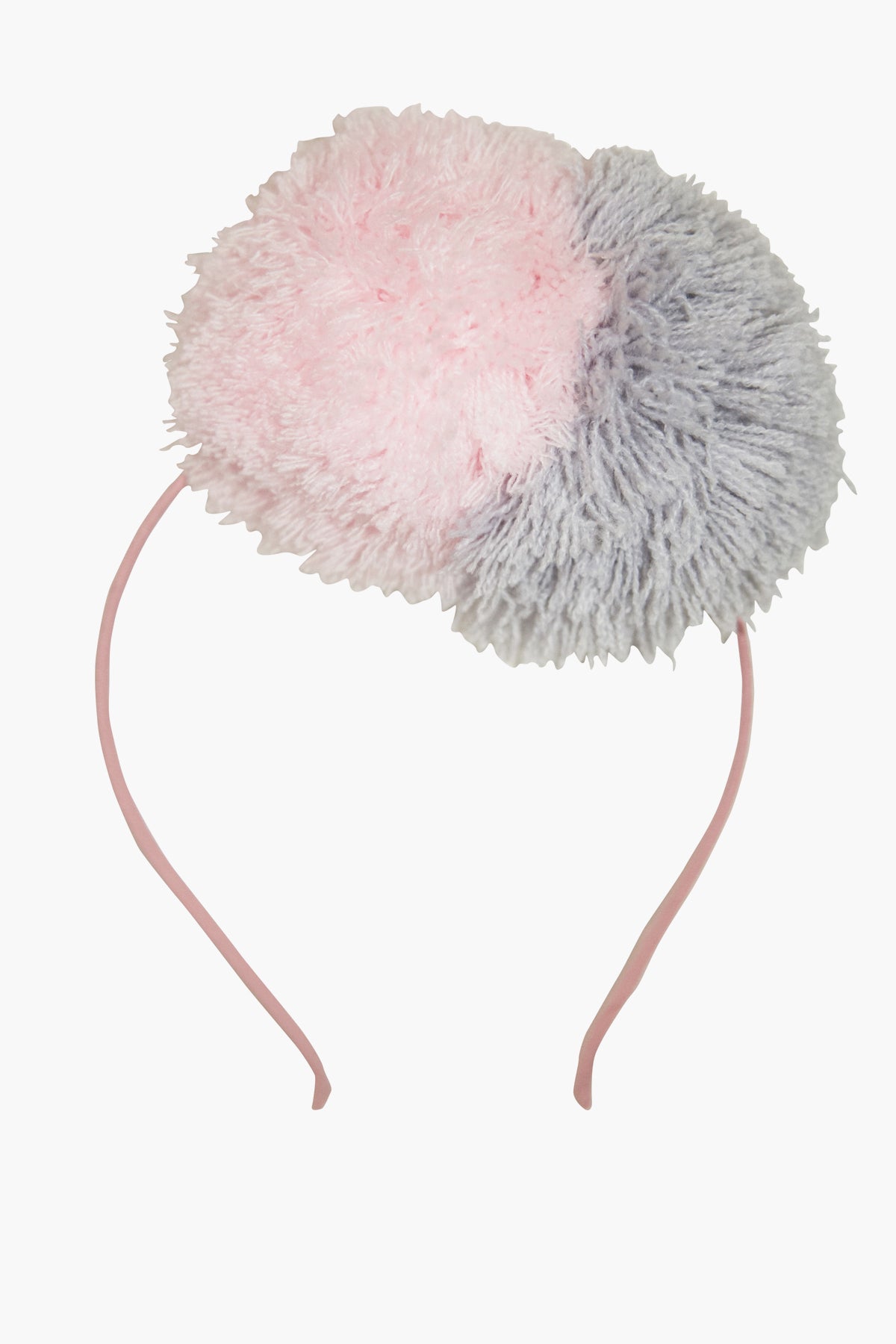 Everbloom Fuzzy Pompom Headband for Women - Soft Winter Knit Head Wrap, Warm Ear Warmer (Pink/Grey) | Perfect for Cold Weather, Outdoor Activities & Cozy Fashion Accessory
