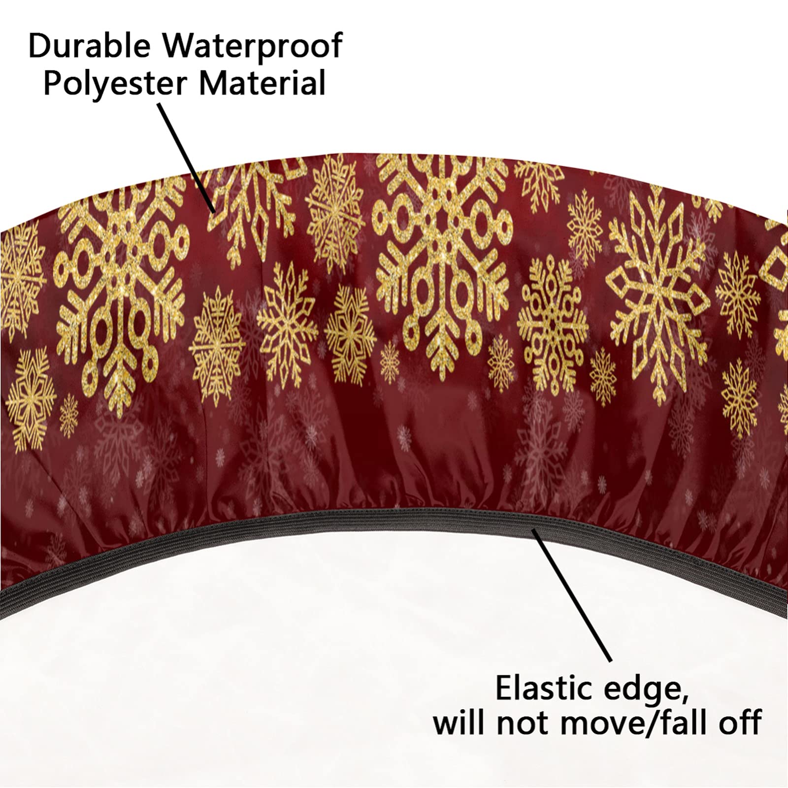 cfpolar Round Fitted Tablecloth - Christmas Snowflake Elastic Edge Table Cover | Wipeable & Durable for Indoor/Outdoor Use | Fits 45-50 Inch Tables | Perfect for Holiday Parties, Dining Rooms & Outdoor Gatherings