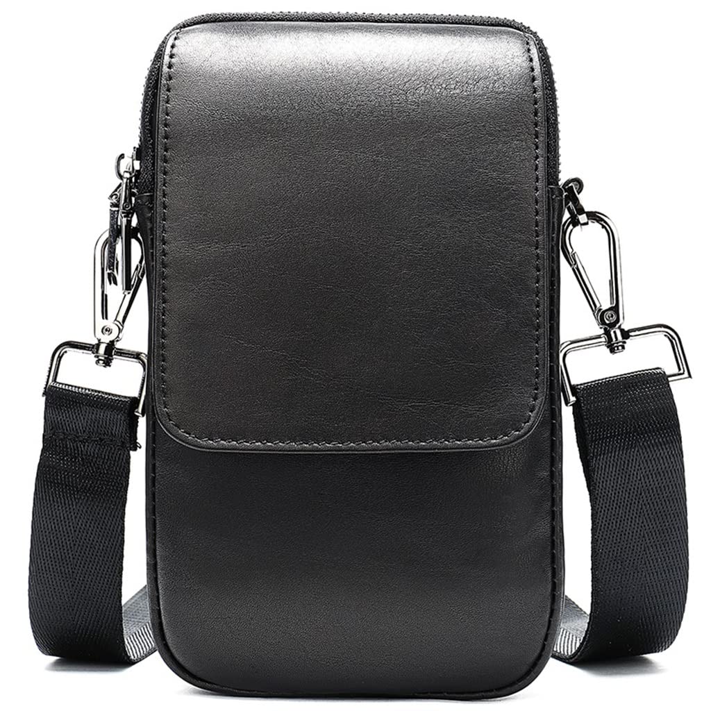 Genuine Leather Men's Small Crossbody Shoulder Bag - Slim Phone Waist Pack for Travel, Gym & Daily Use (Color: A, Size: Small)