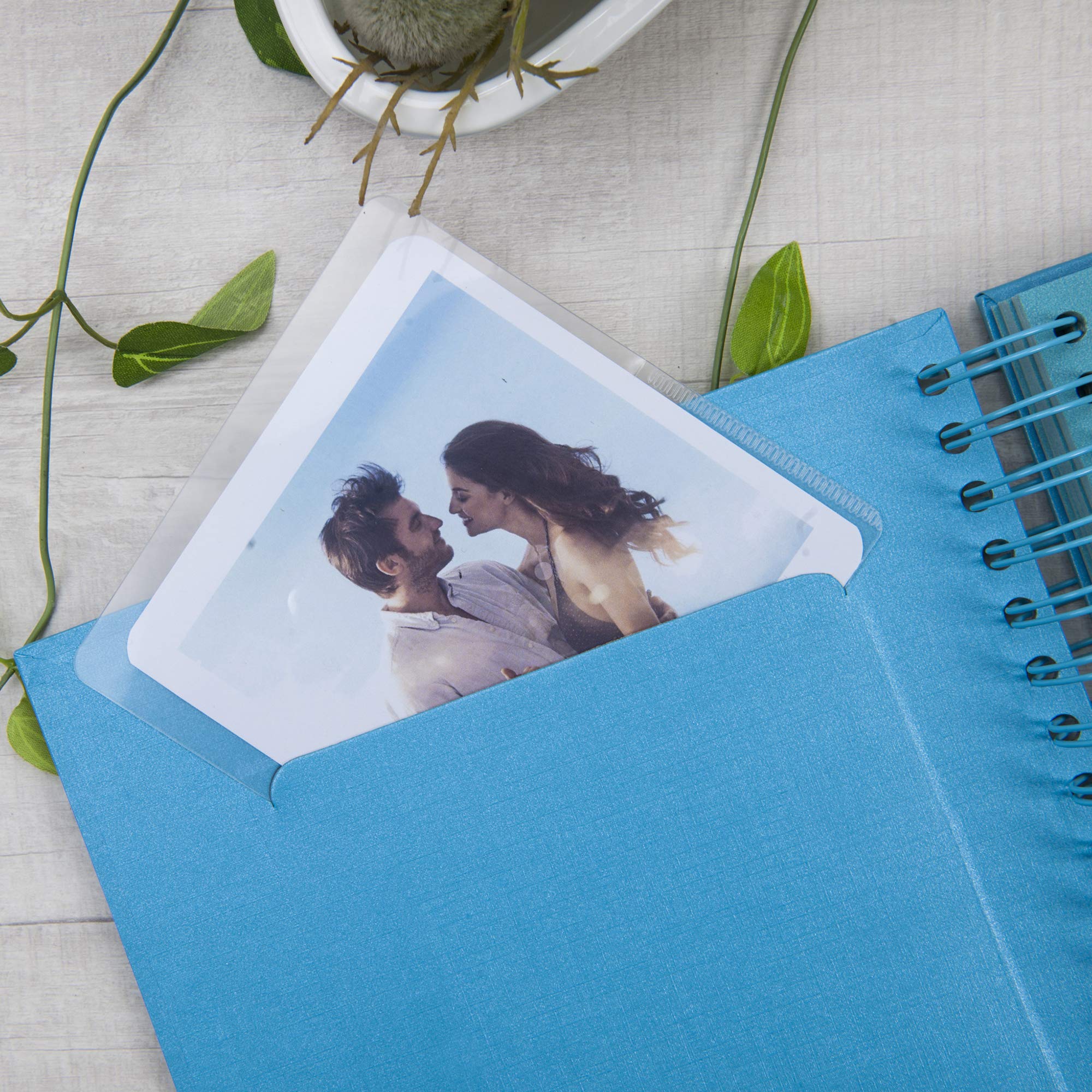 8x8 Inch DIY Scrapbook Album with Window Cover - 80 Pages Craft Memory Book for Wedding, Family, Travel & Baby Photos - Blue - Perfect for Gift Giving, Home Decor & Creative Projects