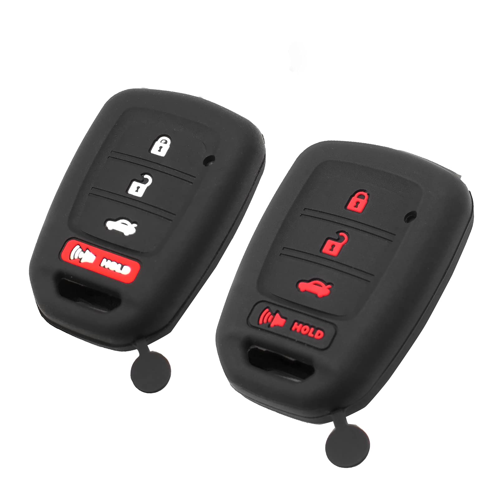 Premium Silicone Key Fob Cover for Honda Accord Civic Crosstour CR-V HR-V Fit MLBHLIK6-1TA Straight 4 Bts - Durable Remote Key Protection Case (Black & Black/Red Options) - Perfect for Everyday Use & Car Accessories Protection - Not Compatible with Smart Key Fobs