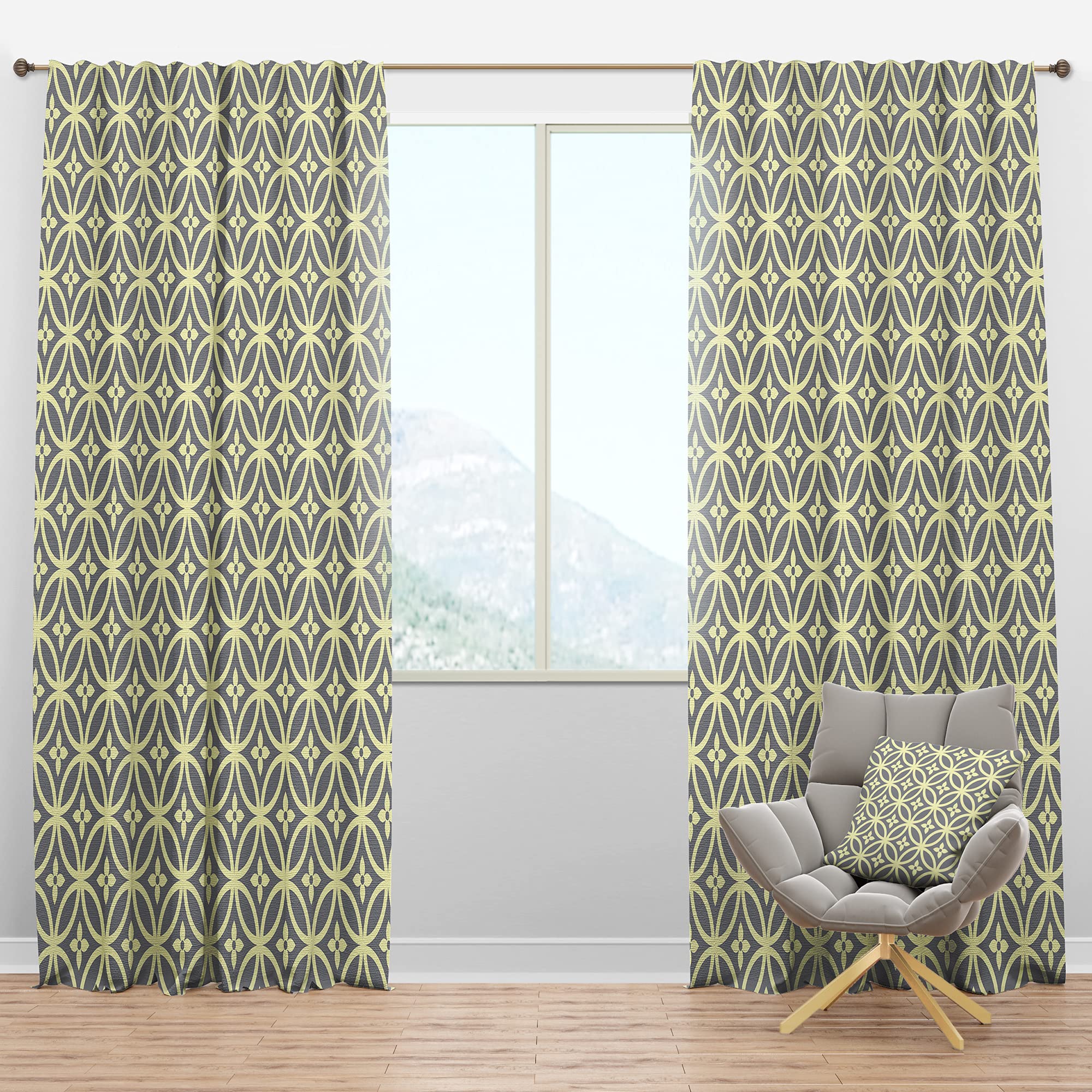 DesignQ Blackout Curtains 'Retro Ornamental Pattern II' - Thermal Insulated Single Panel Window Drapes (52x120 Inches) for Bedroom & Living Room - Perfect for Light Blocking, Privacy & Temperature Control