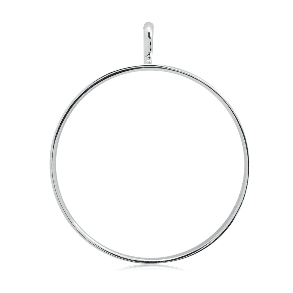 10PCS 32mm Round Open Back Bezel Pendant Settings for Resin, Polymer Clay & Epoxy Jewelry Making - Silver Metal Frame with 1 Loop - DIY Craft Supplies for Necklaces, Earrings & Charms