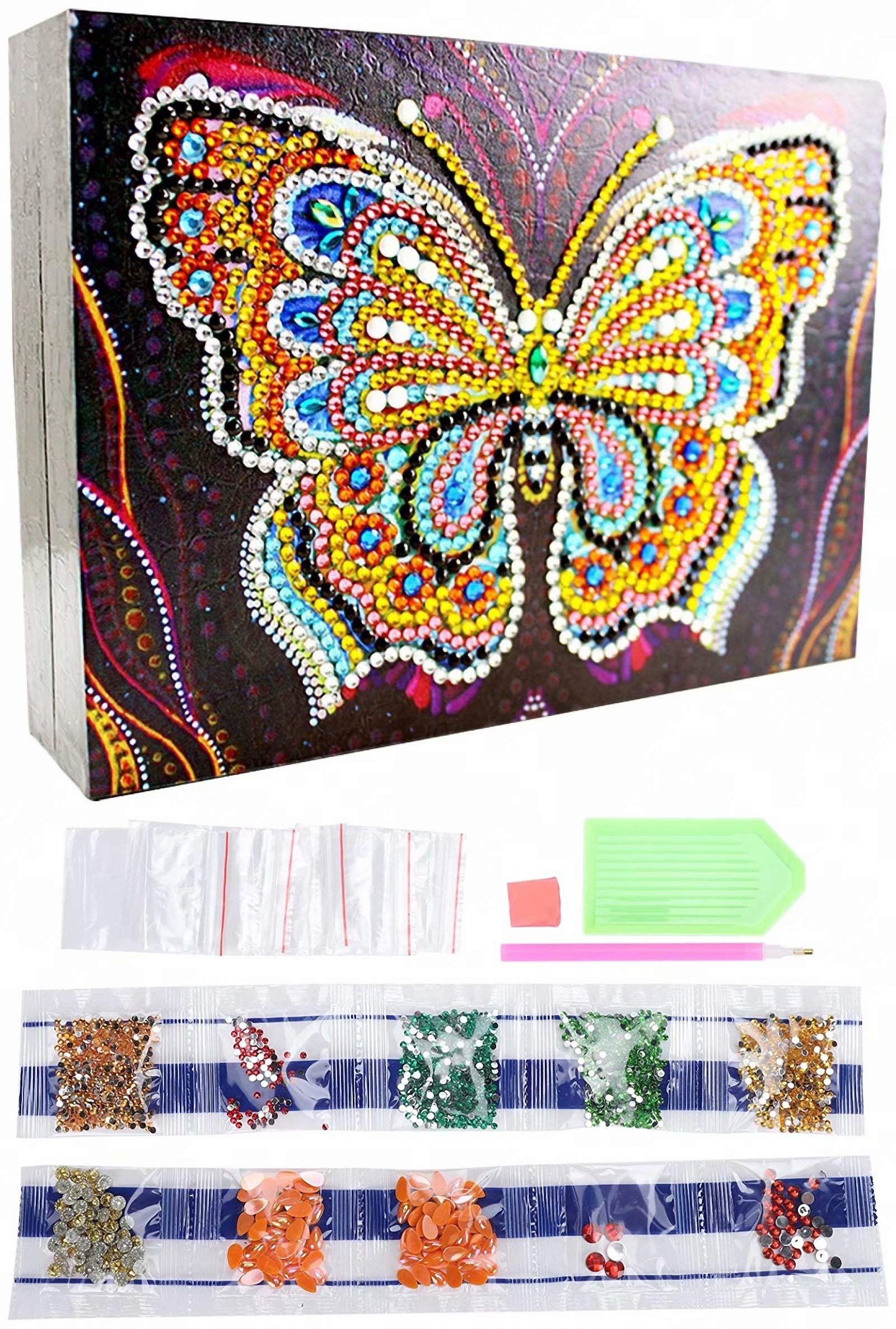 5D Diamond Painting Jewelry Box Kit - DIY PU Leather Craft Storage Organizer with Butterfly Design | Perfect for Home Decor, Gift Giving & Jewelry Display