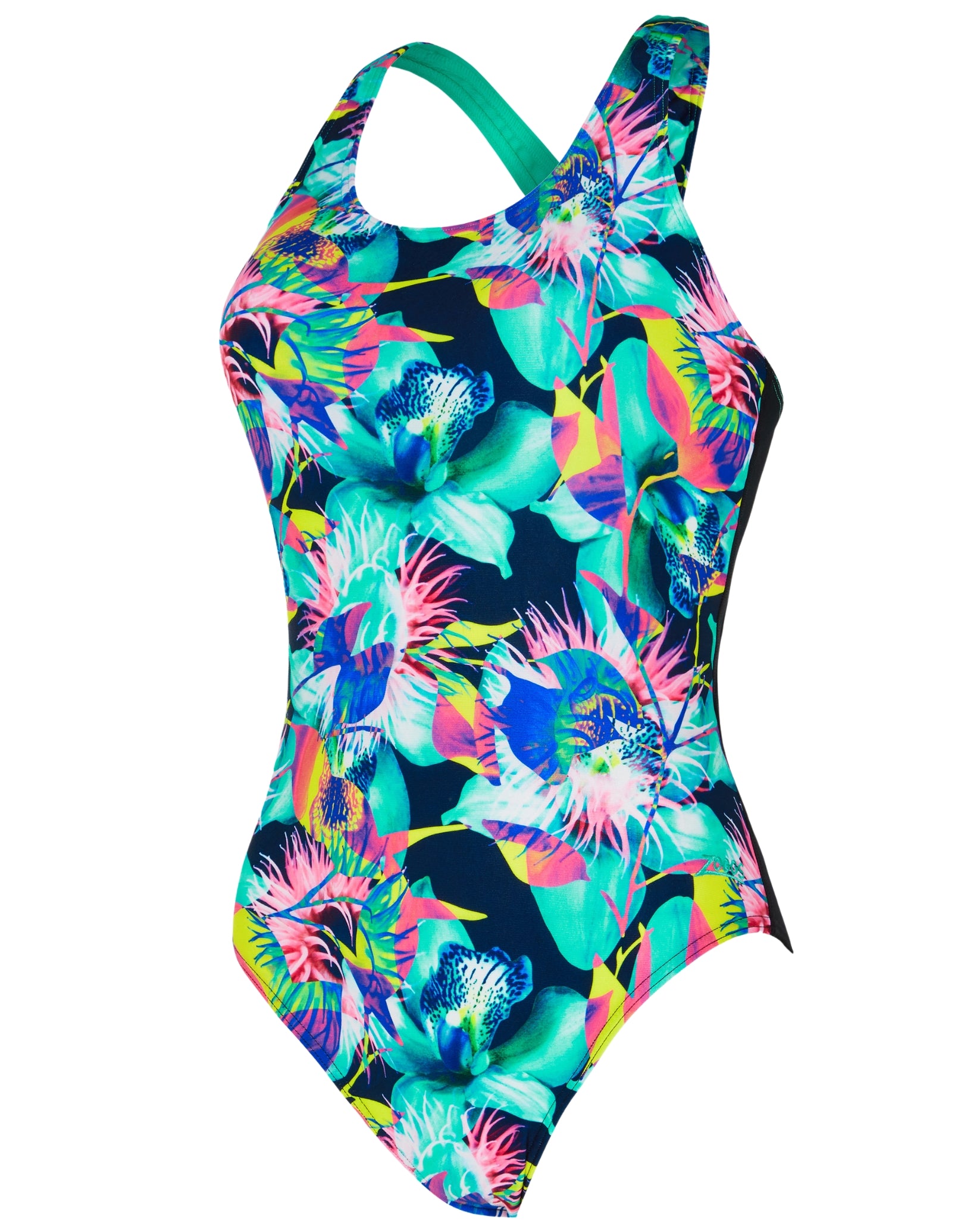 Seaway Actionback Swimsuit for Women - Black & Aqua Blue Two-Tone Design | High-Performance Swimwear for Beach, Pool & Water Sports