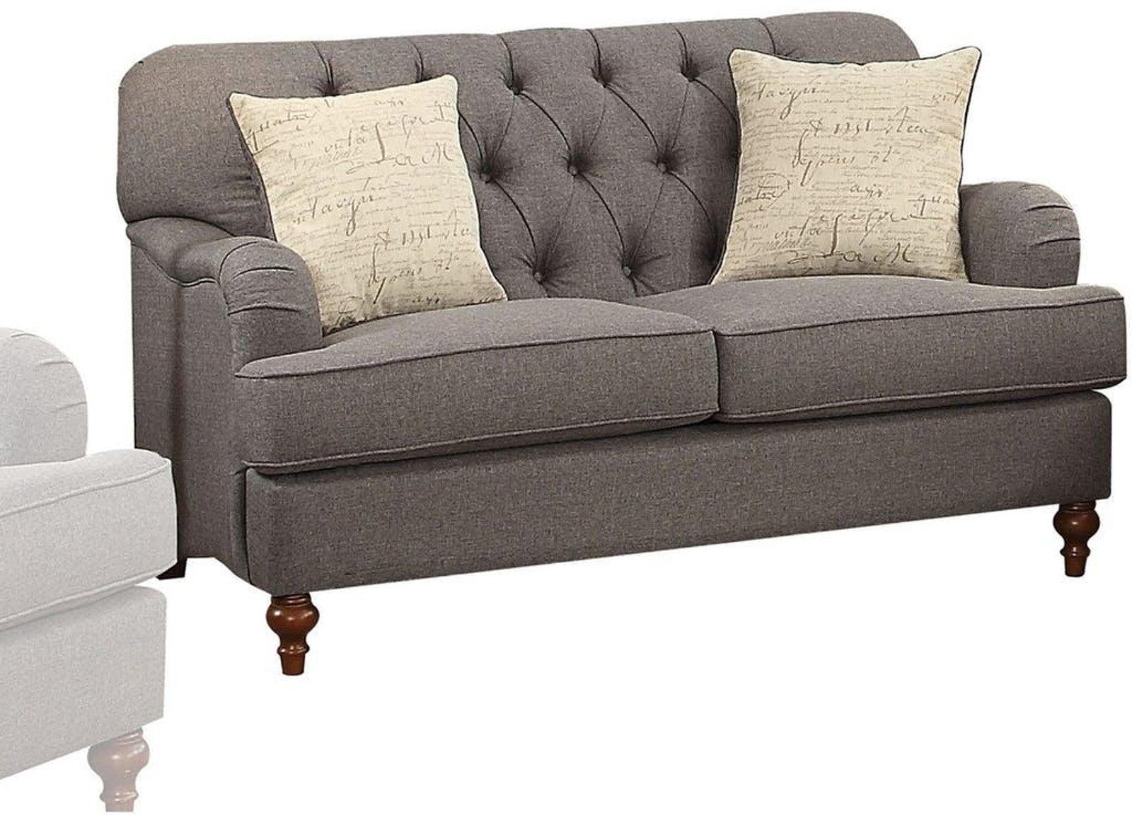 Acme Furniture Alianza Loveseat in Dark Gray 53691 - Modern Two-Seater Sofa for Living Room, Small Space & Apartment Decor