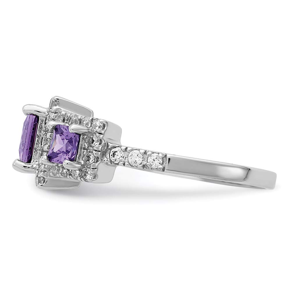 925 Sterling Silver Purple Square Cubic Zirconia Ring for Women - Elegant Fine Jewelry Gift for Her - Perfect for Anniversaries, Birthdays & Special Occasions