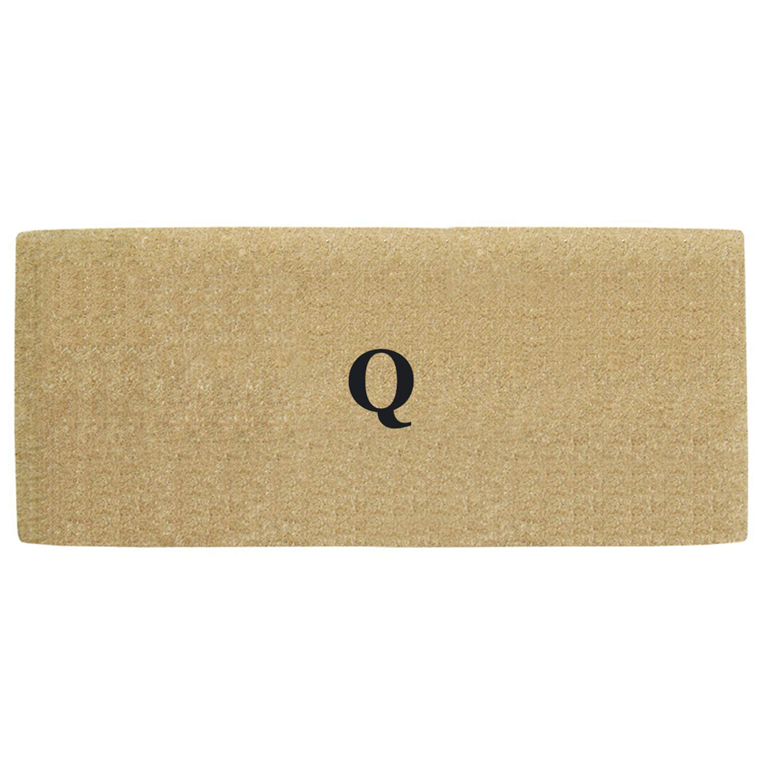 Personalized Monogram Q Heavy Duty Coir Door Mat - Natural Coco Fiber Welcome Mat, Durable Handcrafted Outdoor Rug, Eco-Friendly No Border Design, 24