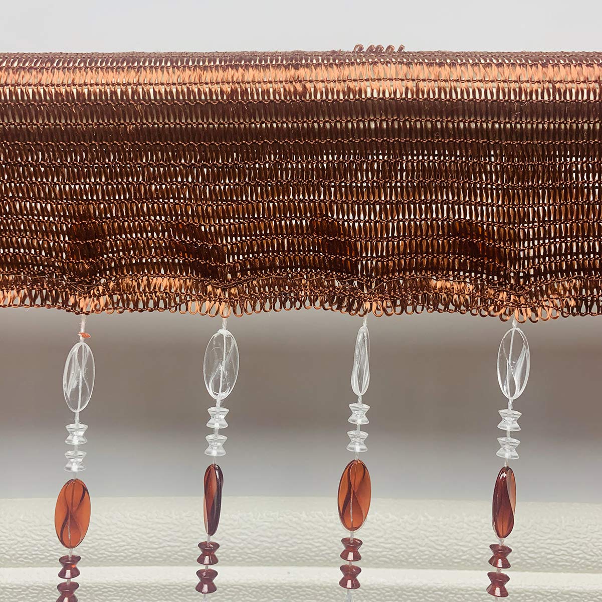 ZiDeTang Acrylic Beaded Door Curtain - Boho Room Divider with Tassel Décor (Brown, 39x77 inches) for Bedroom, Living Room & Entryway