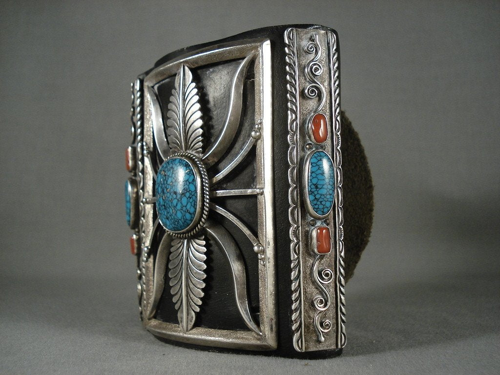 Vintage Navajo Turquoise Silver Ketoh Bracelet - 104 Gram Authentic Native American Jewelry for Men & Women - Perfect for Western Fashion, Boho Style & Cultural Events