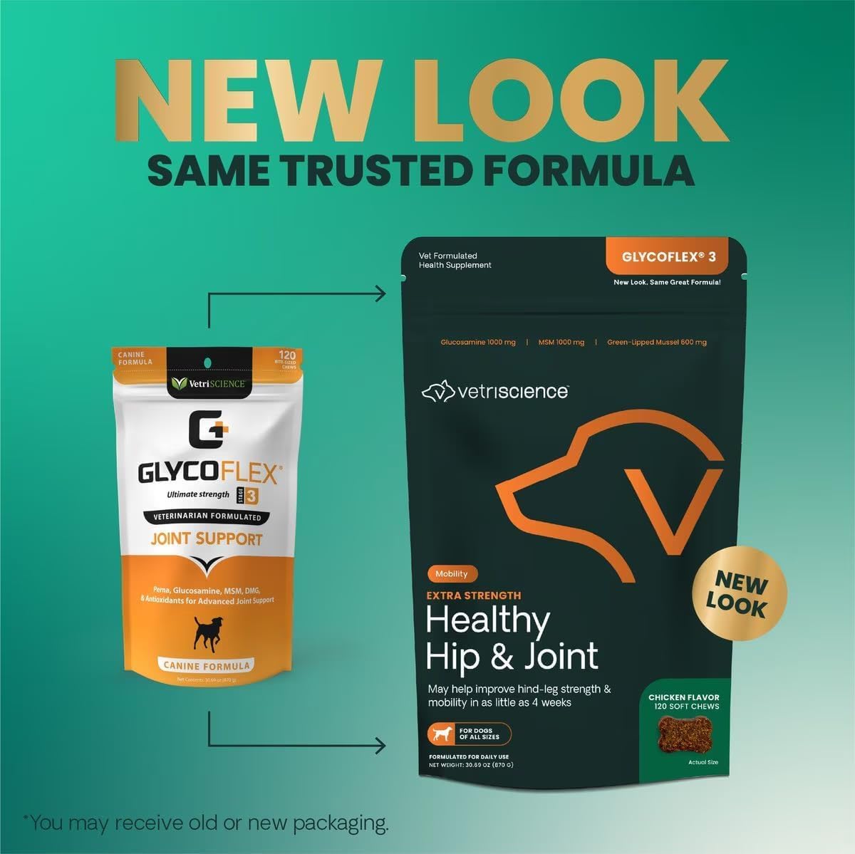 VetriScience Glycoflex 3 Maximum Strength Hip and Joint Supplement for Dogs - Advanced Formula with Glucosamine, MSM, Green Lipped Mussel & DMG - Supports Mobility & Joint Health - 3 Pack (120 Chews Each) - Ideal for Senior Dogs & Active Breeds