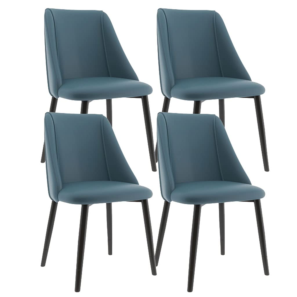 Modern Leather Dining Chairs Set of 4 - Green Upholstery with Black Metal Legs for Kitchen, Dining Room, Restaurant & Office Use - Comfortable Seating for Home & Commercial Spaces