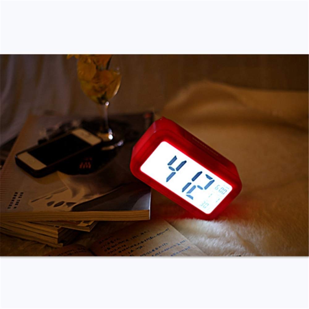 ZKG Digital Alarm Clock with Temperature Display, Snooze Function & Night Light - Perfect for Kids Bedroom, Desk Clock for Children, Wake Up Light for Home, Office, and School (White)